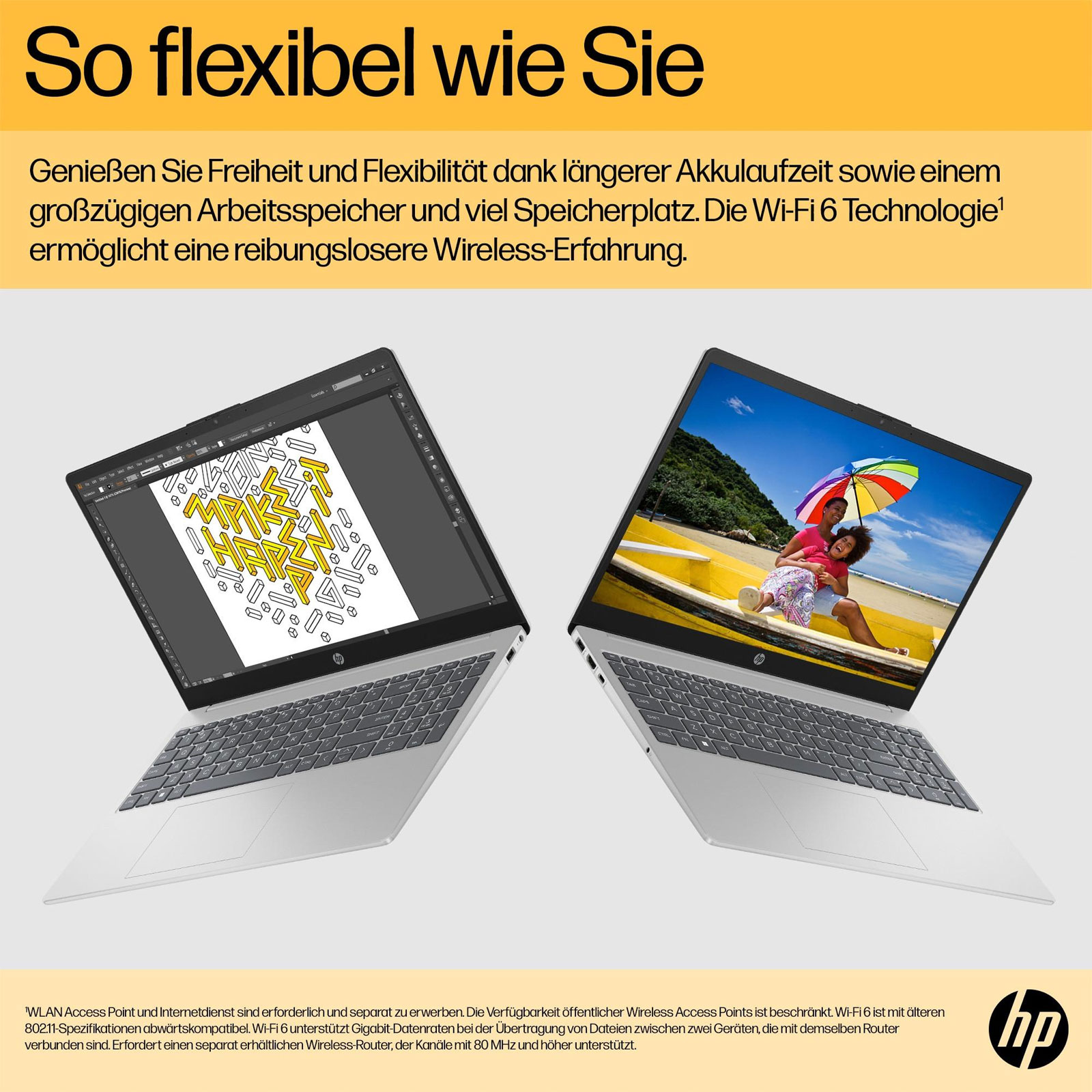 HP 15-fc0655ng, Silber, 15,6 Zoll, Full HD, AMD Ryzen 5 7520U, 16 GB, 1 TB M.2 SSD, Win11 Home