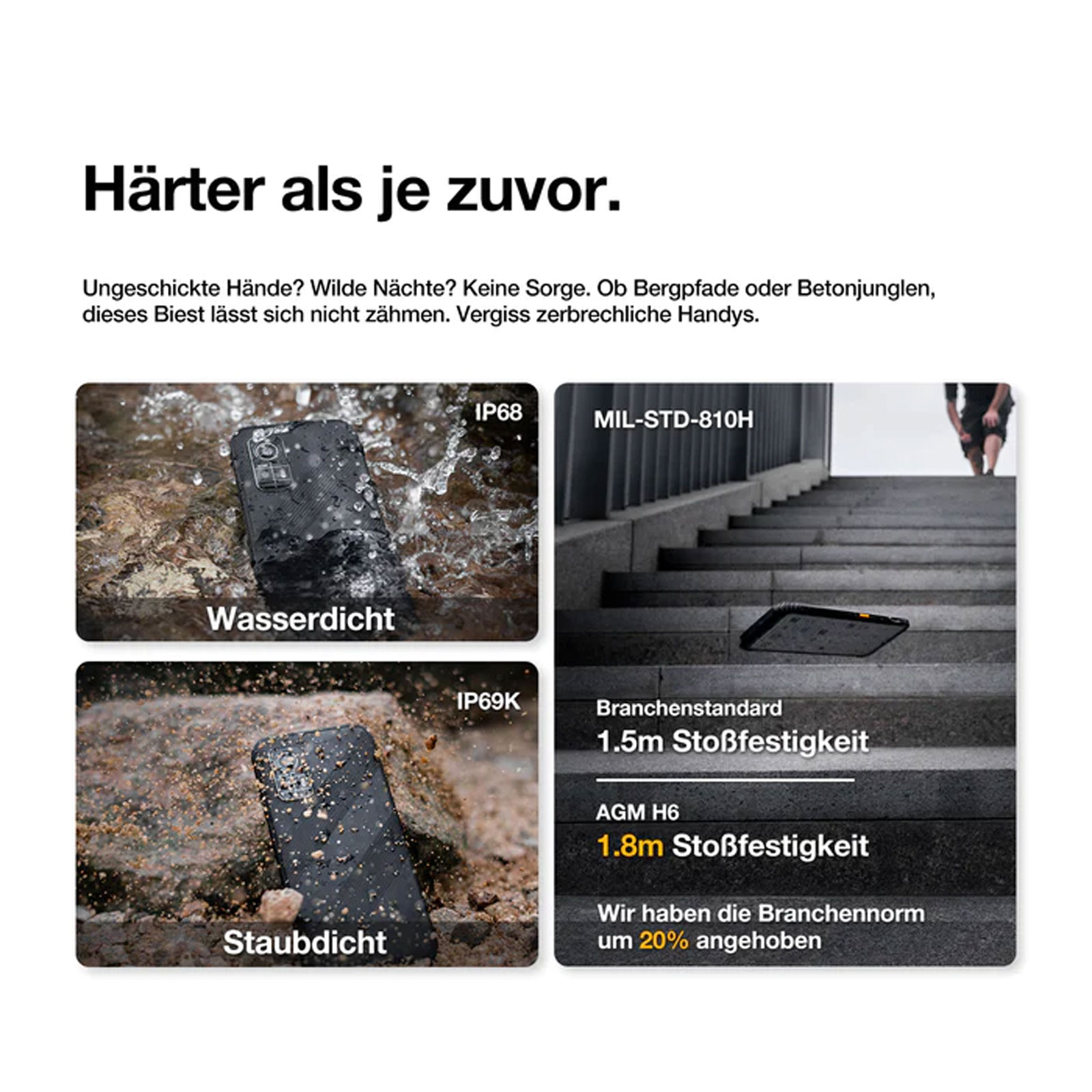 AGM H6L 128 GB Schwarz - Modell 2025 Smartphone (6,56 Zoll, 50 MP, Dual-Kamera, 4.900-mAh, Octa-Core, Fingerabdrucksensor)