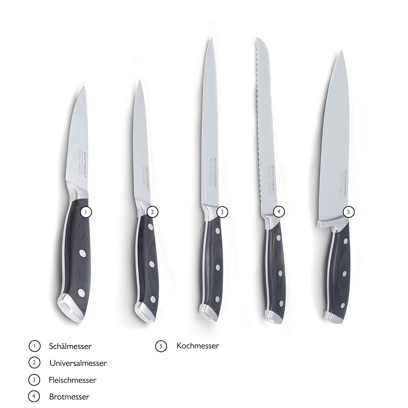 Echtwerk Messerblock Set 6tlg mit integriertem Messerschärfer