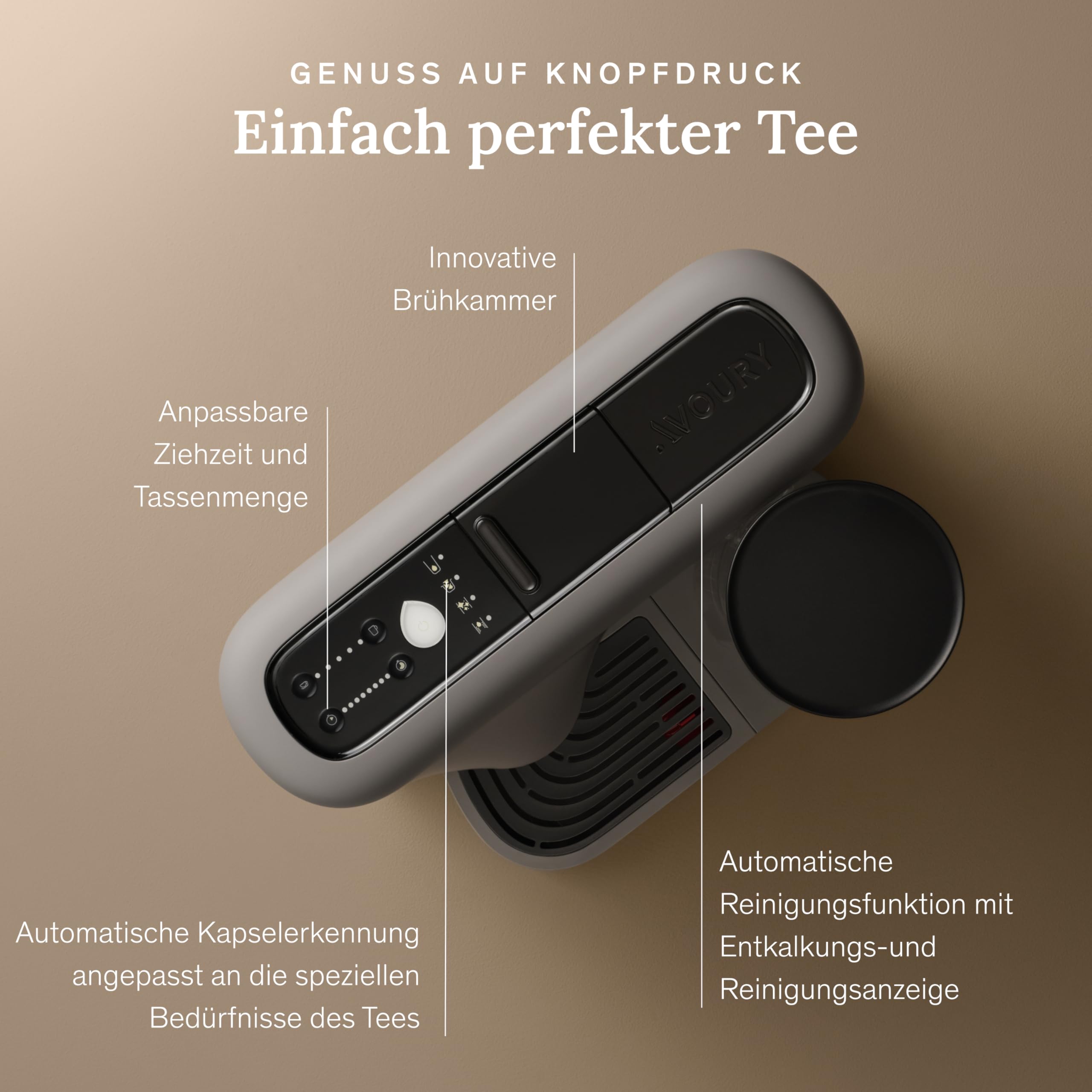 Avoury 6000833 One Grey/Black Teemaschine inklusive Tee-Starterset