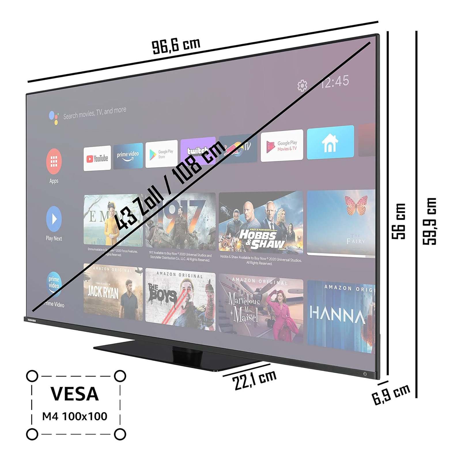 Toshiba 43QA7D63DG QLED TV 43 Zoll , 4K UHD