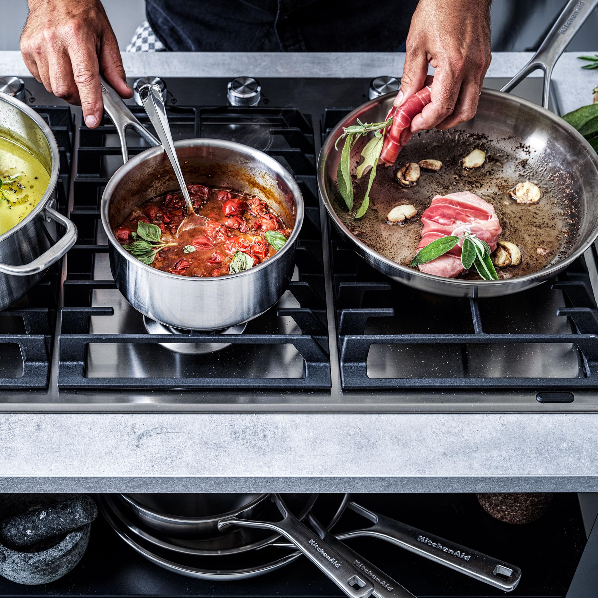 KitchenAid CC003254-001 Wok mit Glasdeckel 28cm Edelstahl