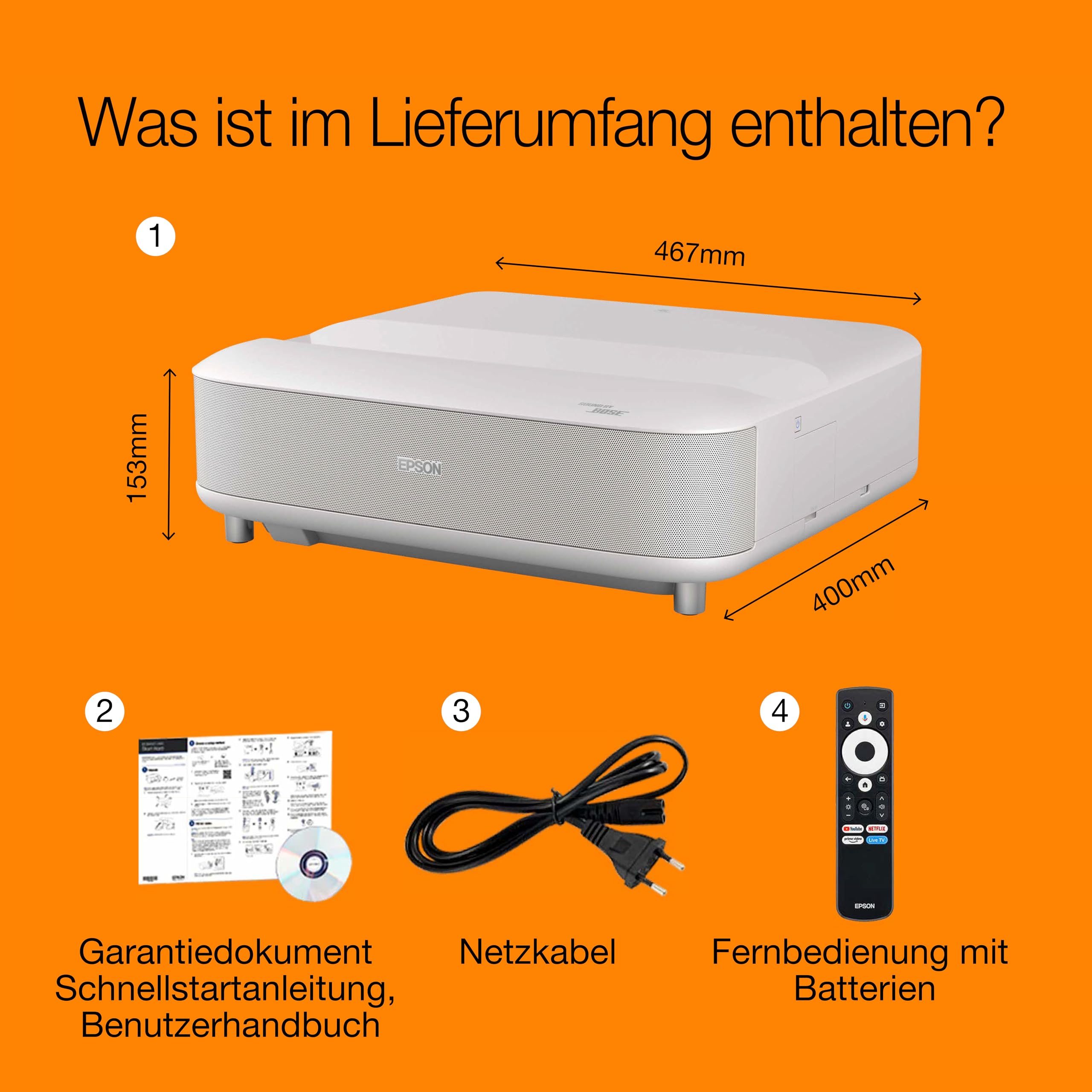 Epson Lifestudio Grand EH-LS670 Smart-Laserprojektor 4K PRO-UHD