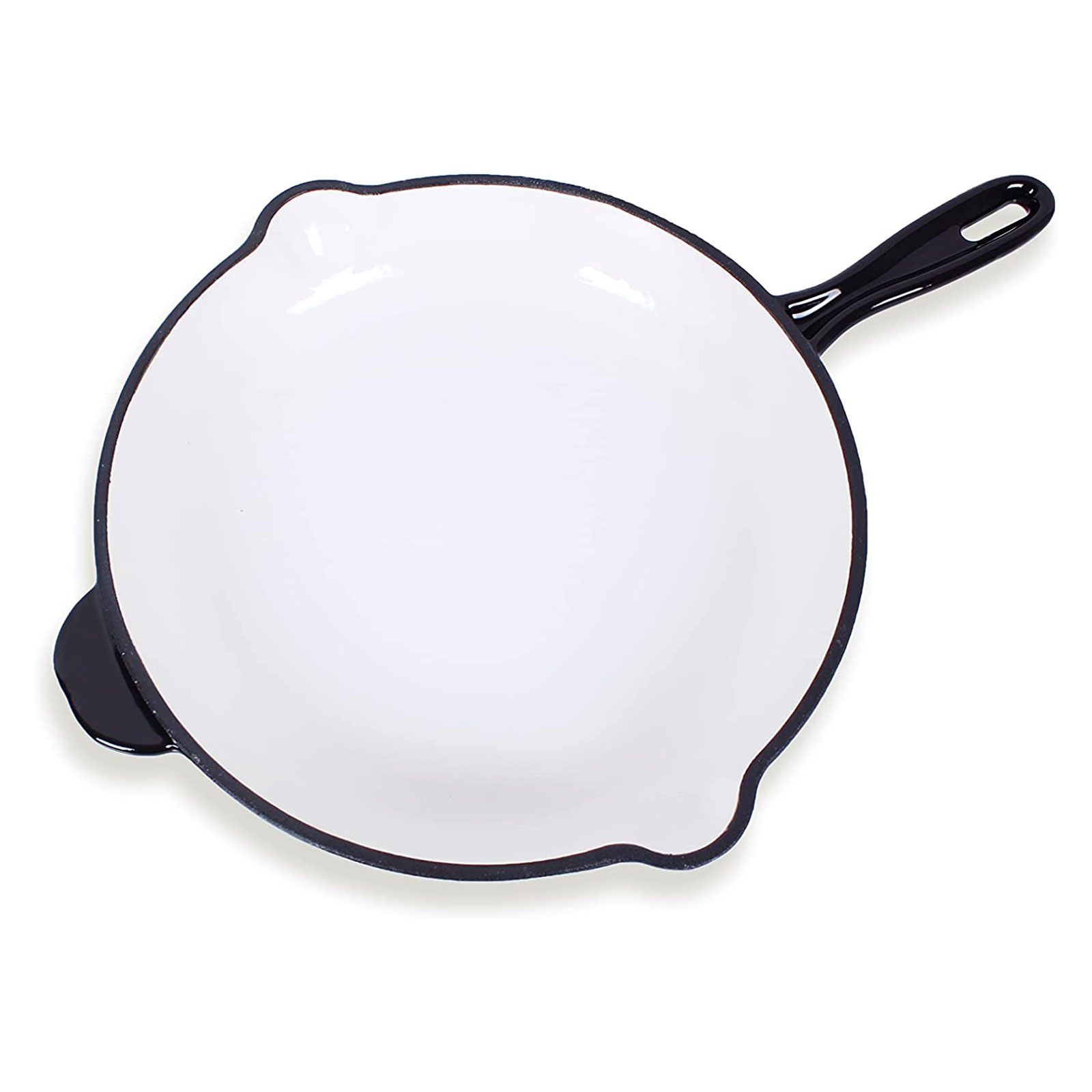 Echtwerk Bratpfanne Gusseisen Emaille-Beschichtung Gusseisenpfanne mit zwei Griffen Creme, Ø 26,5 cm,