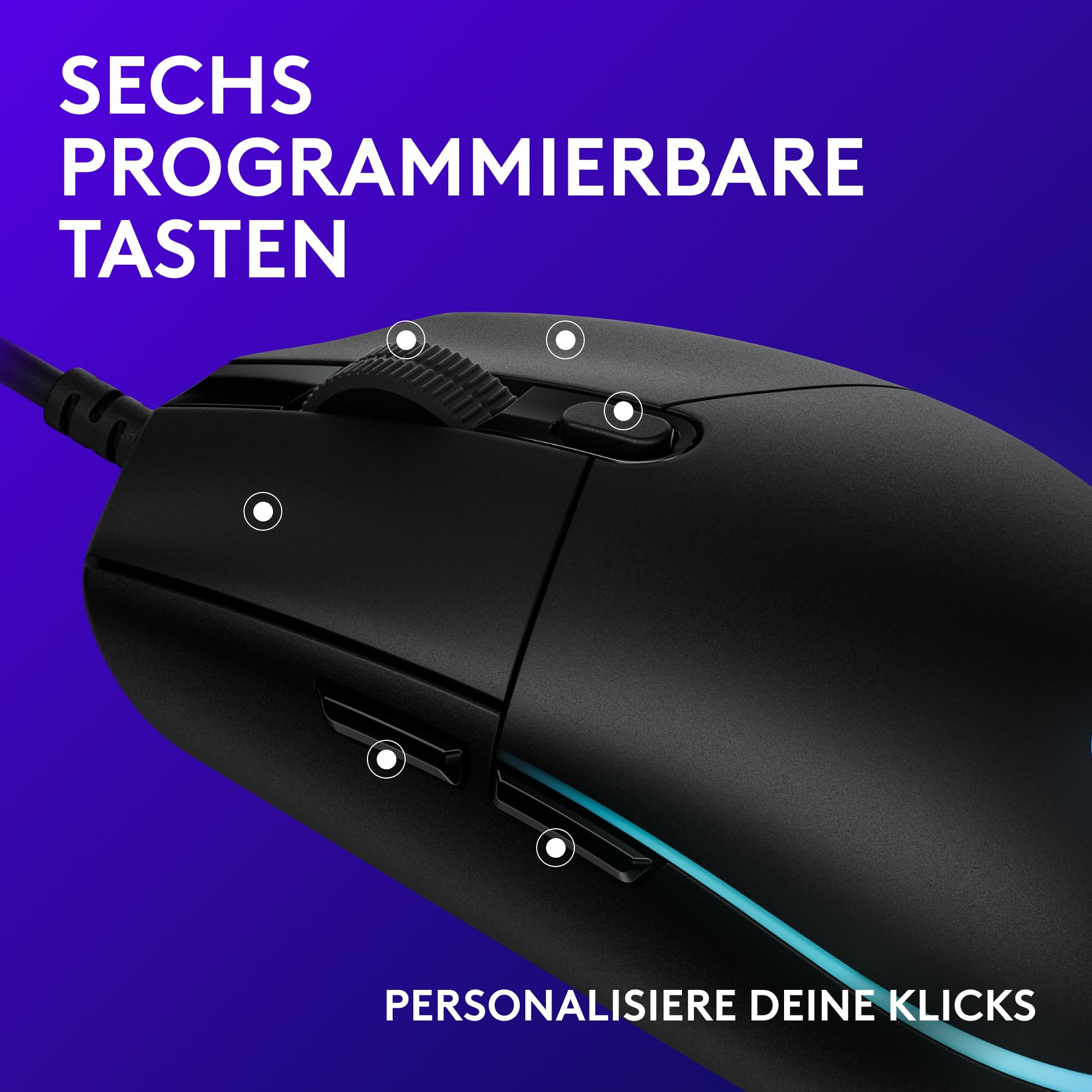 Logitech G203 Gaming-Maus mit anpassbarer LIGHTSYNC RGB-Beleuchtung