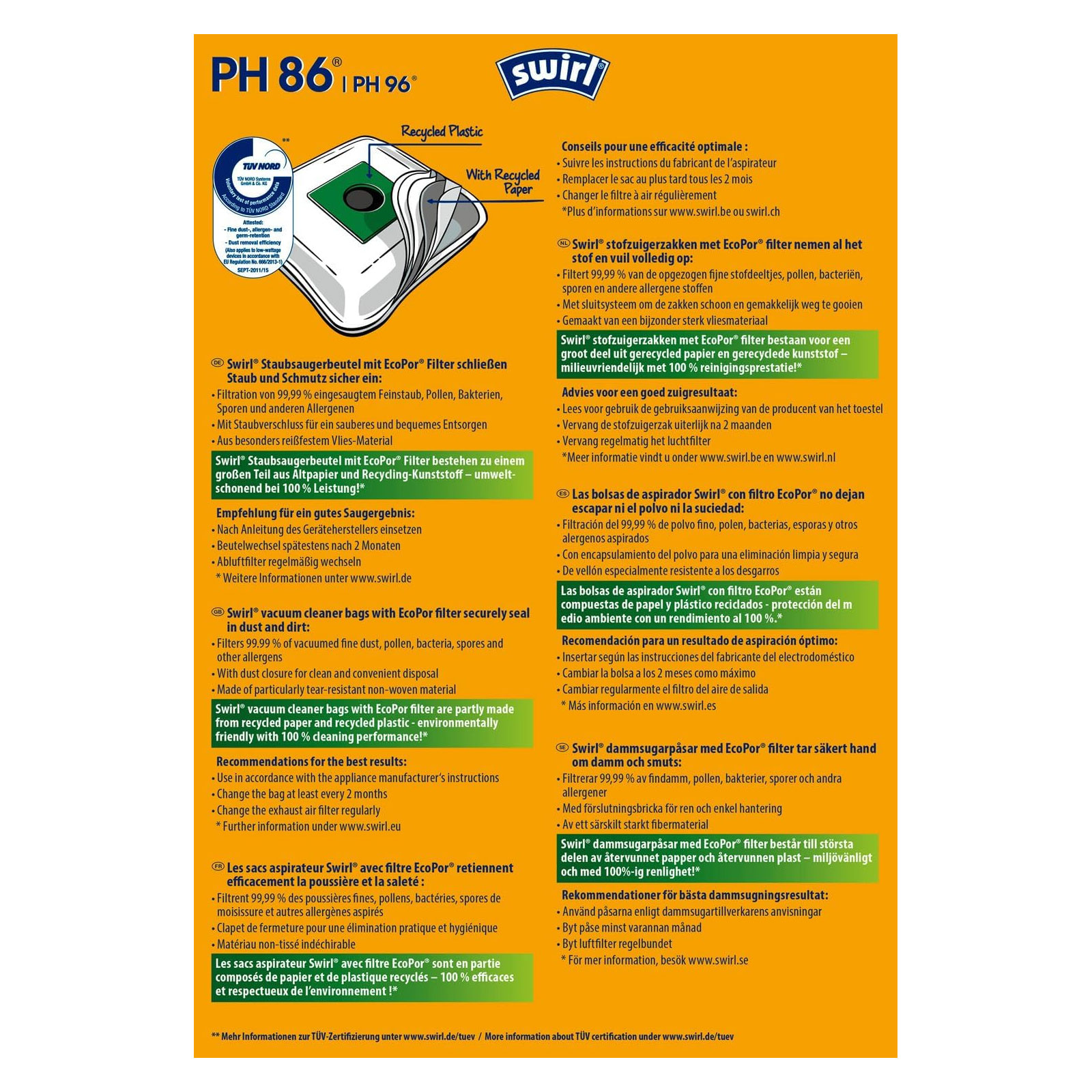 8 x Swirl EcoPor® PH 86/PH96 XL