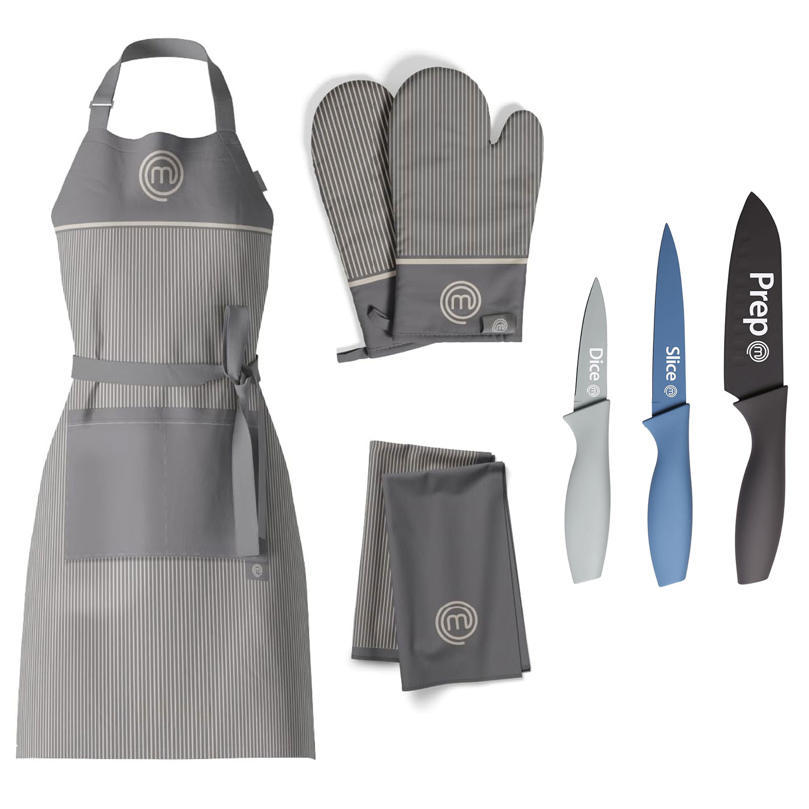 MasterChef Kitchen Textiles Gift Set Earth + 3 pcs Knives Set Captions Nordic EU