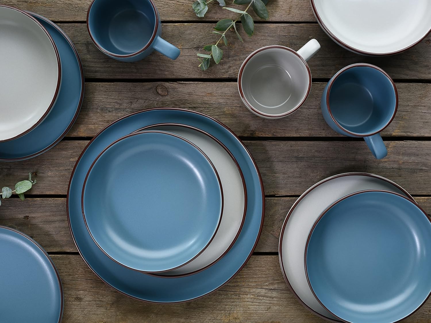 CreaTable, 21016, Serie Modern Scandic blue-grey, Kombiservice 16 teilig
