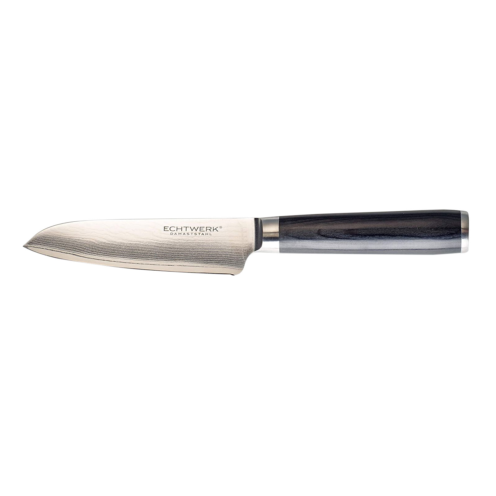 Echtwerk 2-tlg. Damaszener Messer Set, Santokumesser ca. 13cm/Schälmesser ca. 8cm, Damaststahl, Messergriffe aus Pakka-Holz, Inkl. Aufbewahrungsbox