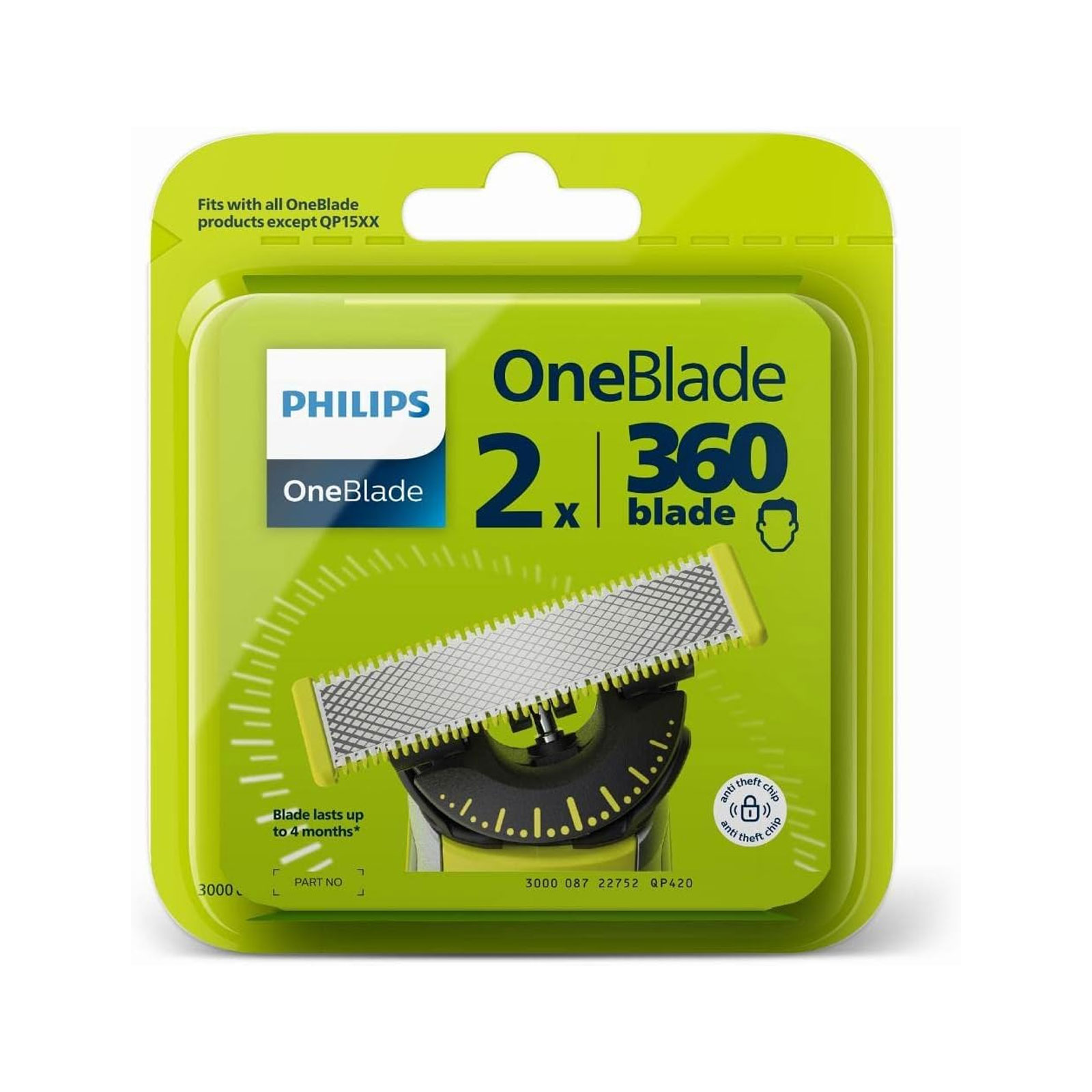 Philips OneBlade QP420/50 Ersatzklinge 360 (passt auf alle OneBlade Handstücke, außer QP15XX)