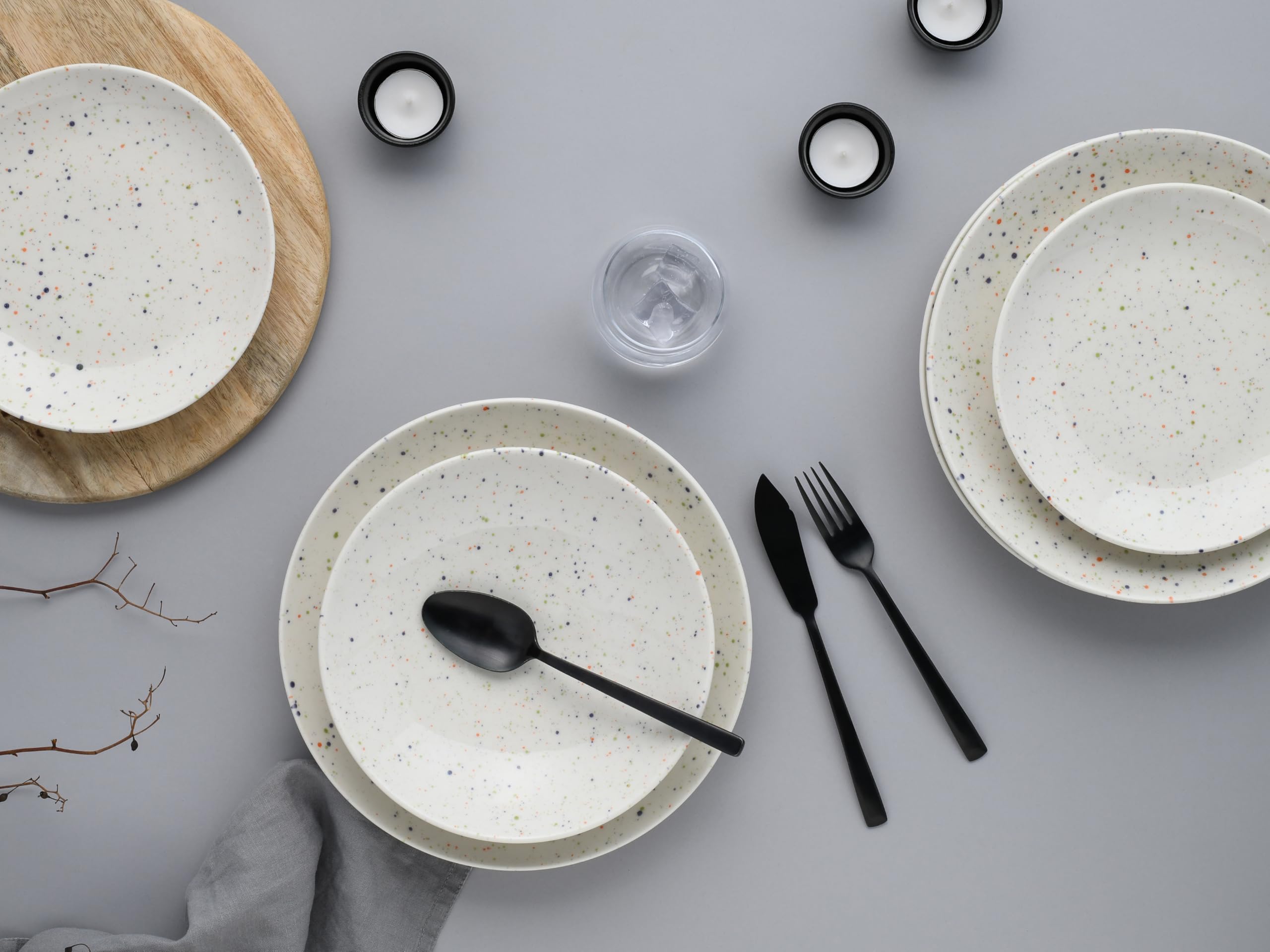 CreaTable, 24264, Serie Confetti Weiss, 12-teiliges Geschirrset für 4 Personen