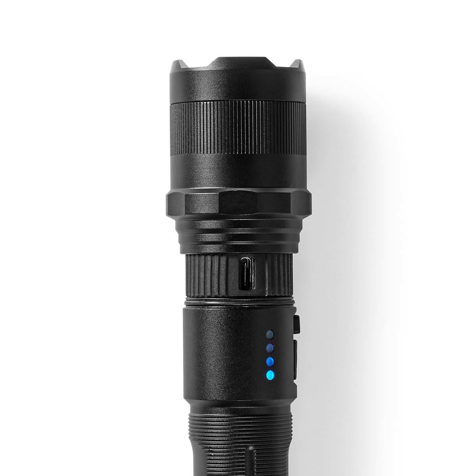NEDIS LED-Taschenlampe 10W Lith. schwarz (3.7 V DC, 10 W, Eingebautes Lithium Ion, Wiederaufladbar,)
