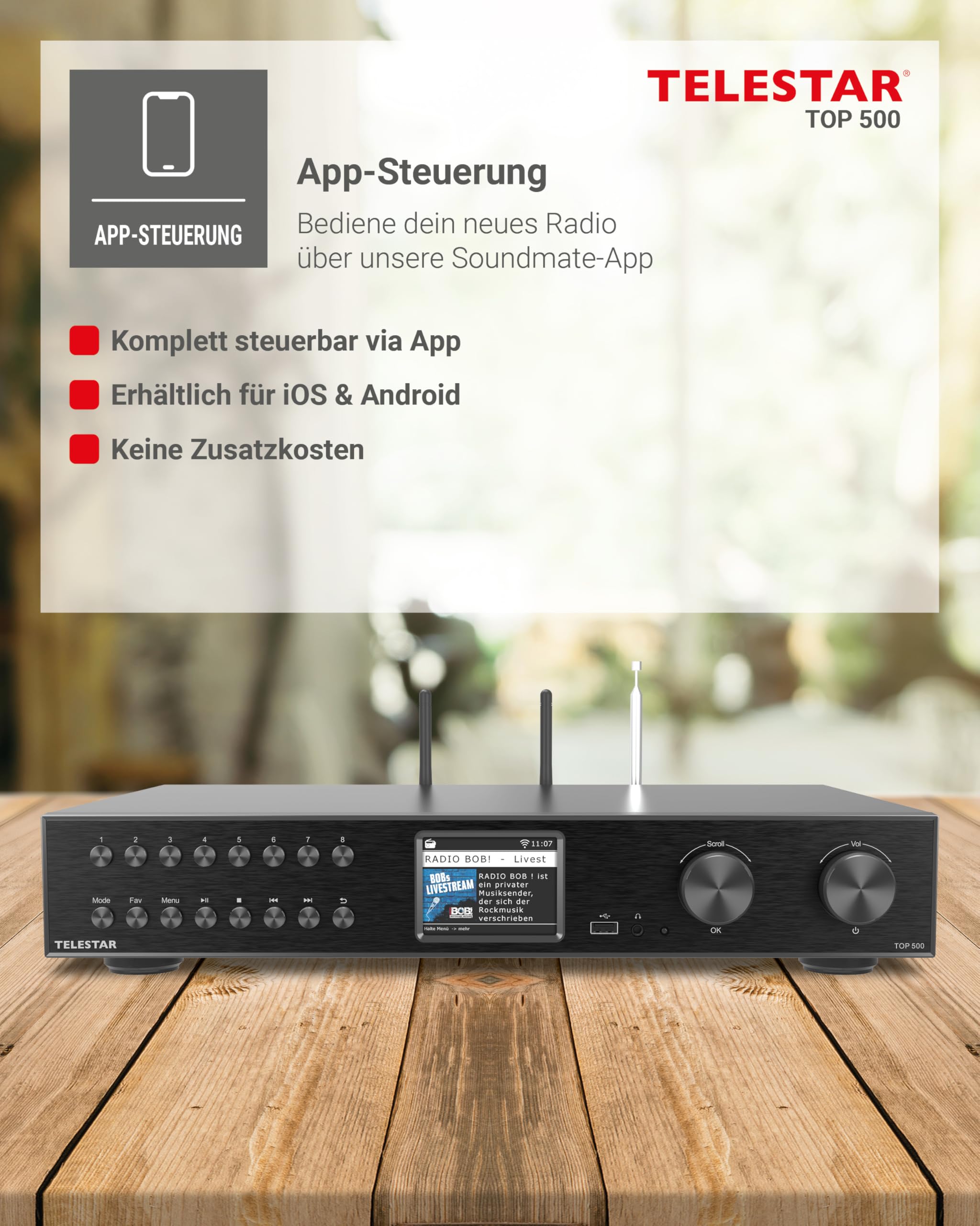 TELESTAR TOP 500 HiFi-Tuner 43 cm Breit, Internetradio DAB+ Bluetooth Schwarz