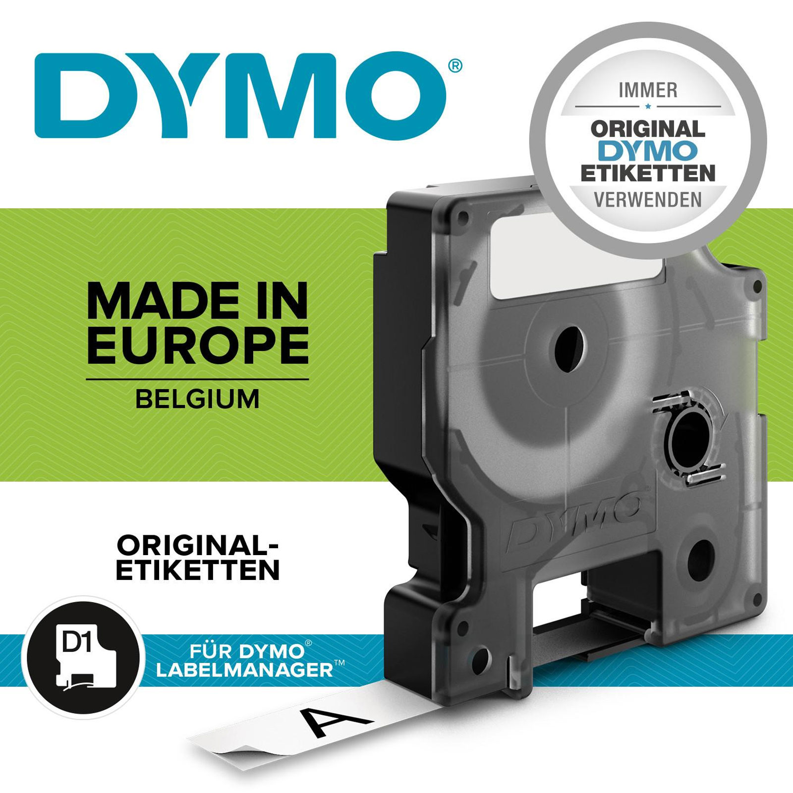 Dymo Original D1-Schriftband für LabelManger, Polyester, 9mm x 7m, schwarz auf tranzparent (S0720670)