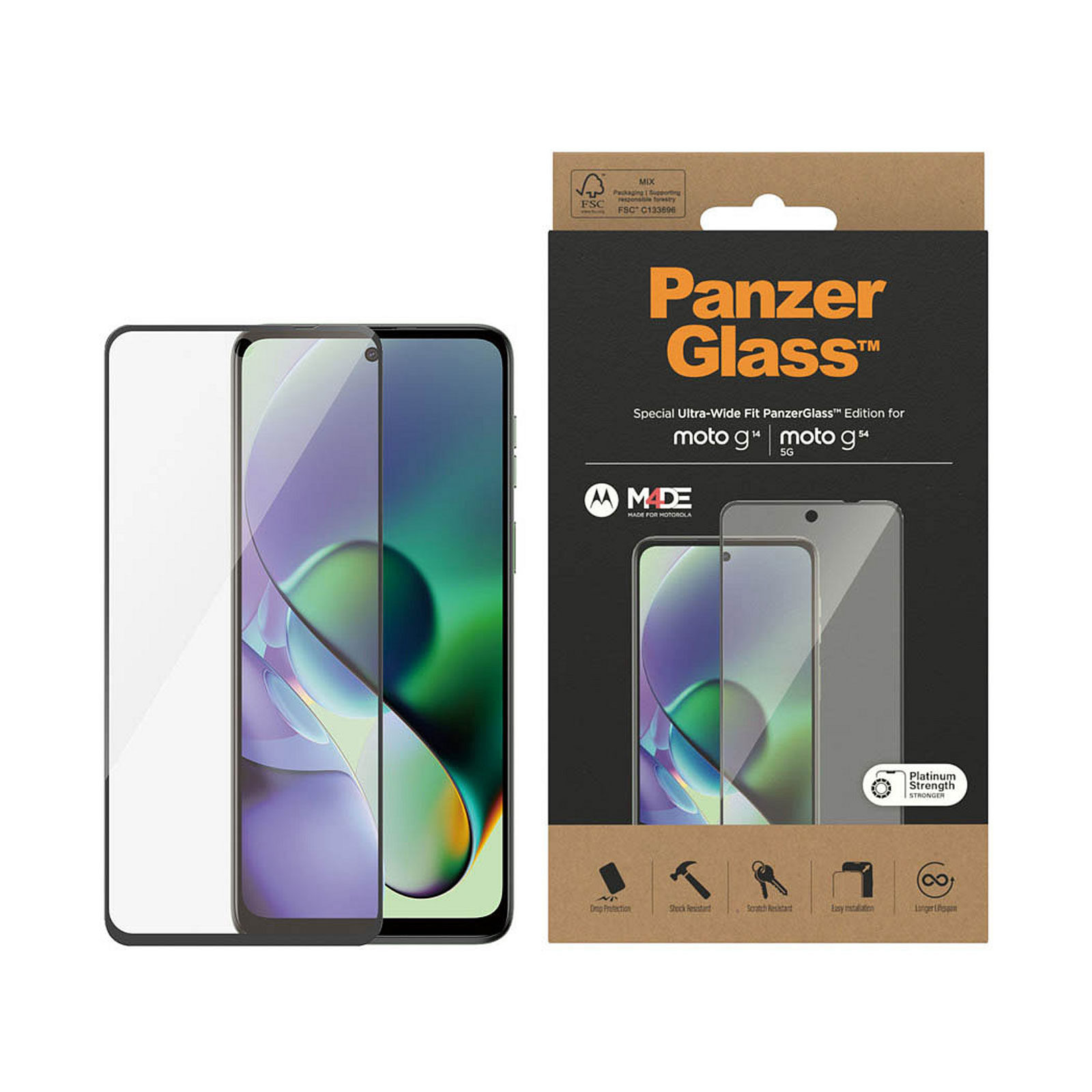 PanzerGlass Displayschutz Screen Protector Motorola G14 | G54 5G | Ultra-Wide Fit