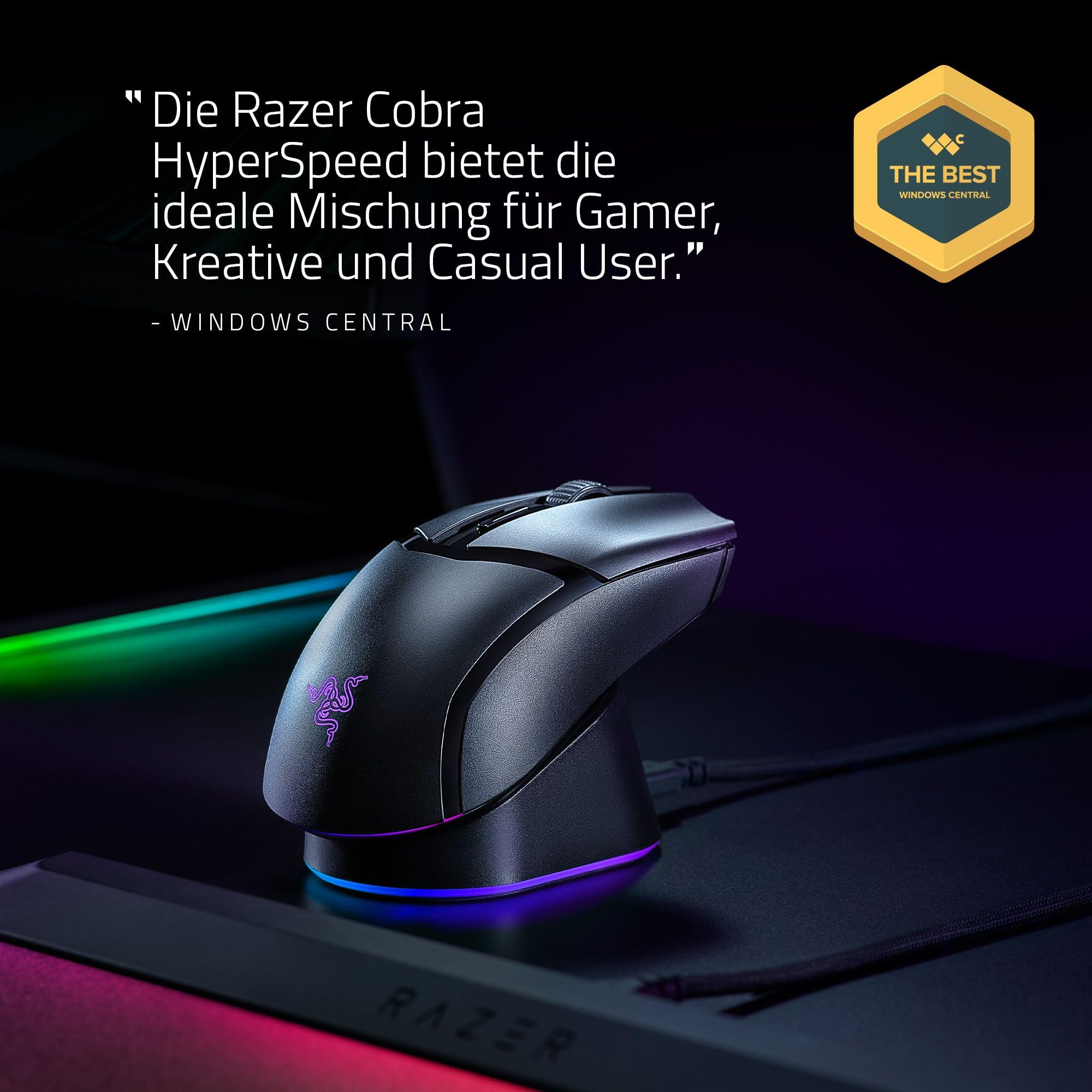 Razer Cobra HyperSpeed - kabellose Leichte anpassbare Gaming-Maus
