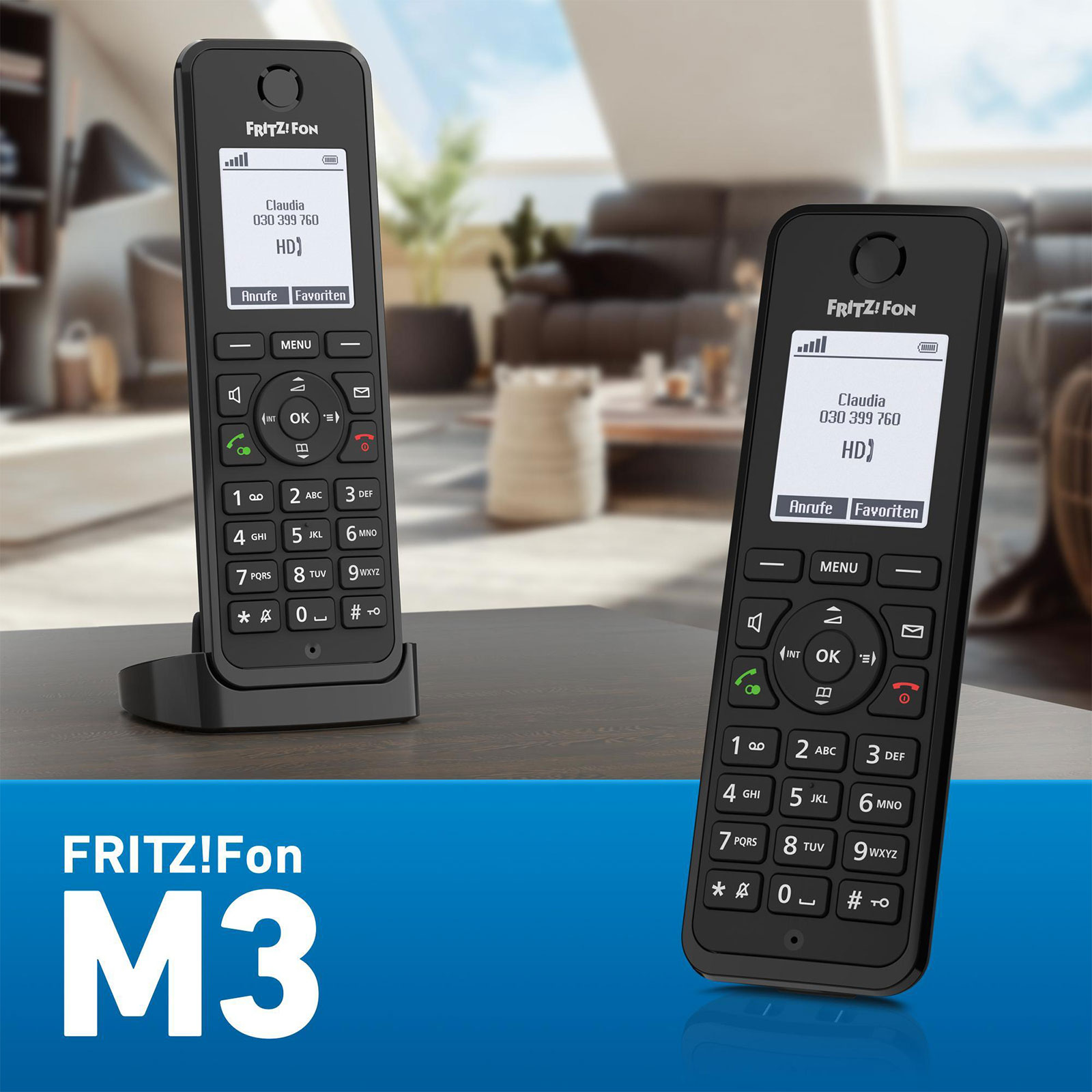 AVM FRITZ!Fon M3 Schnurloses Telefon 1 Mobilteil mit Anrufbeantworter DECT