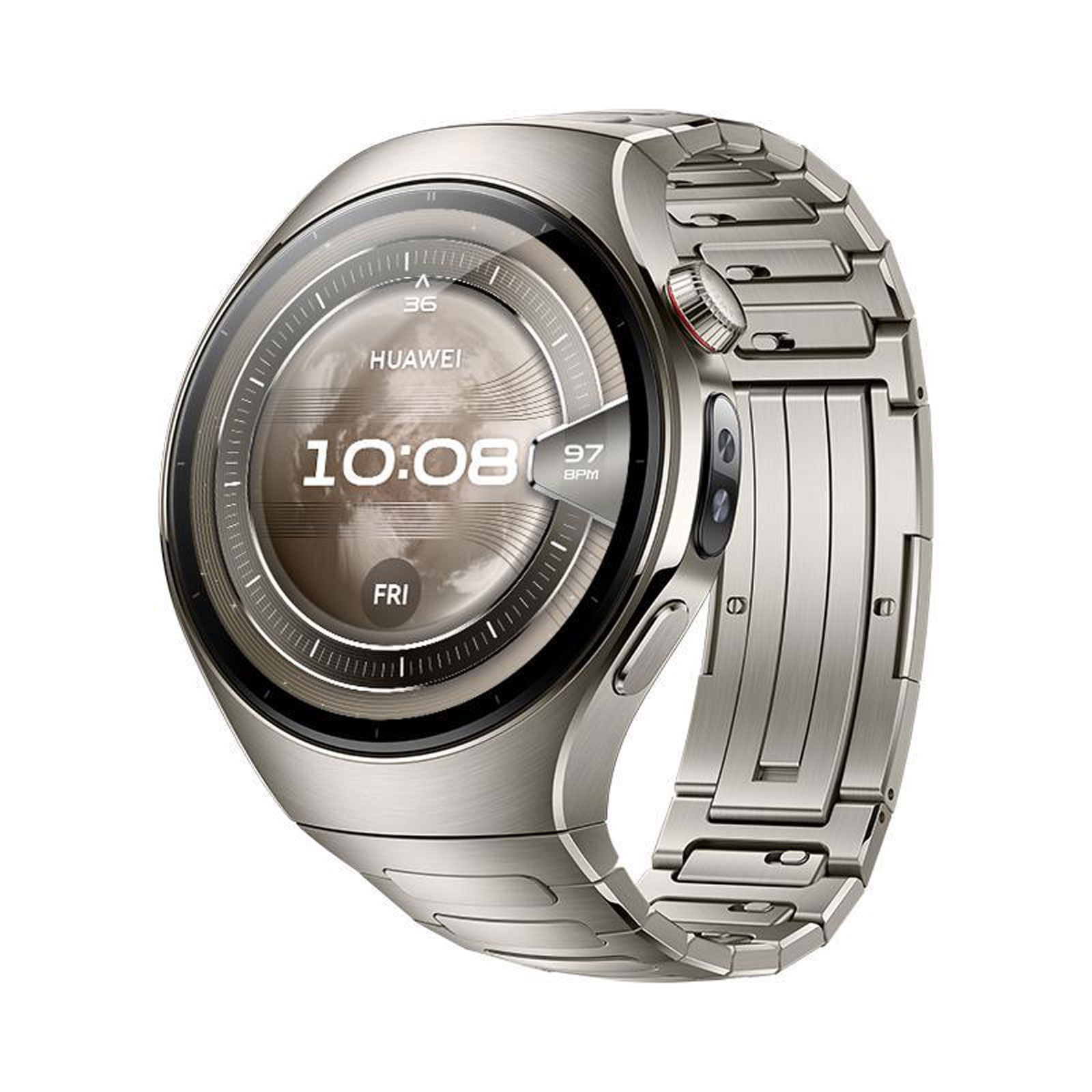 Huawei Watch 5, 46 mm, Gehäuse aus Luft- und Raumfahrt-klassifiziertem Titanium mit Titanarmband (Herzfrequenzmessung, Schlafüberwachung, Schrittzähler)