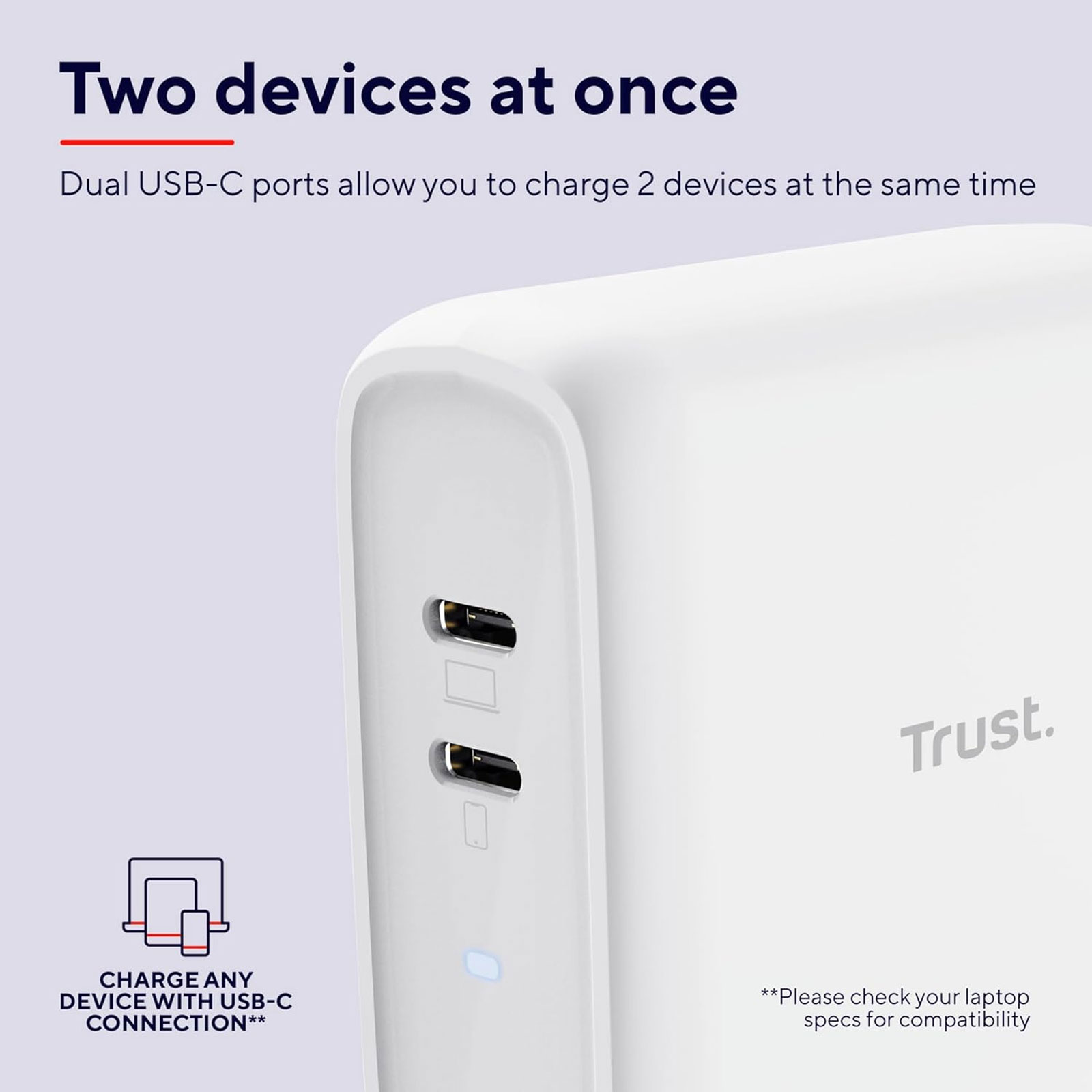 TRU MAXO 65W 2P USB-C CHARGER