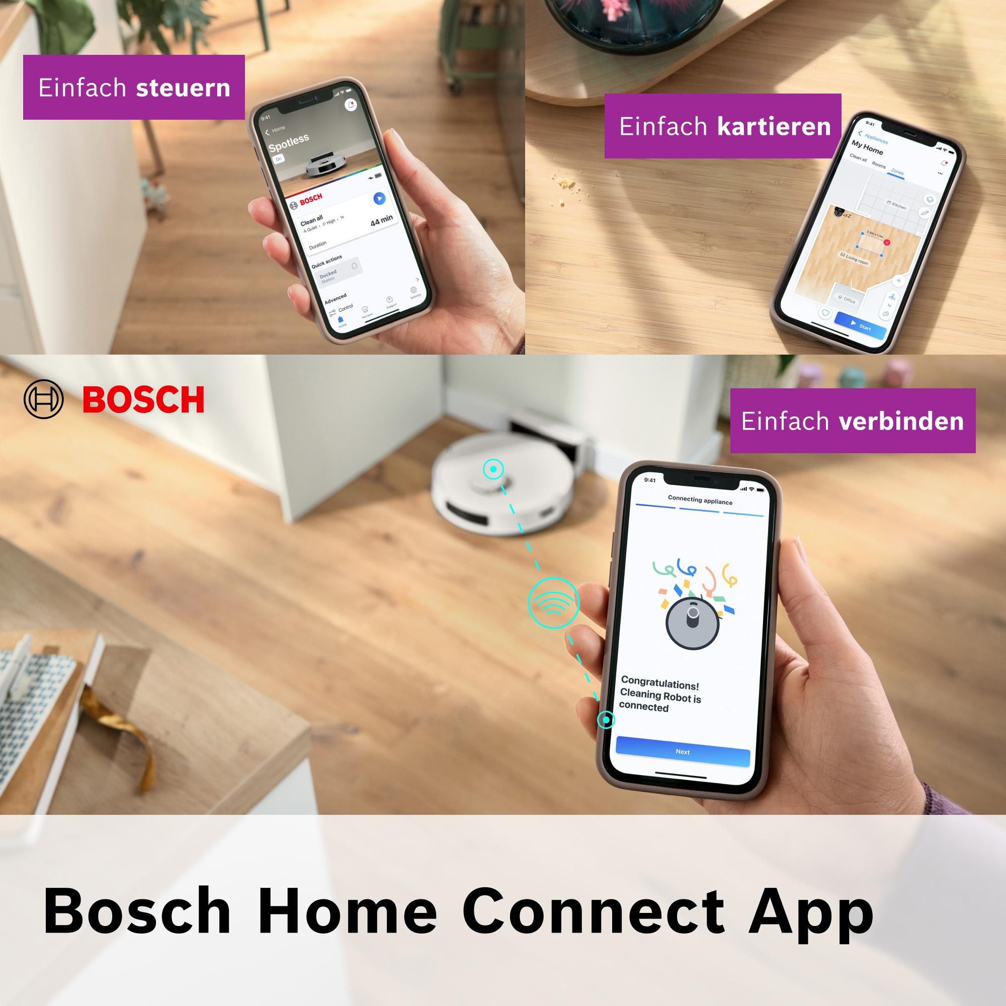 BOSCH BCRC2W Saugroboter mit Wischfunktion inkl. 3 Wischpads BHZRMP12
