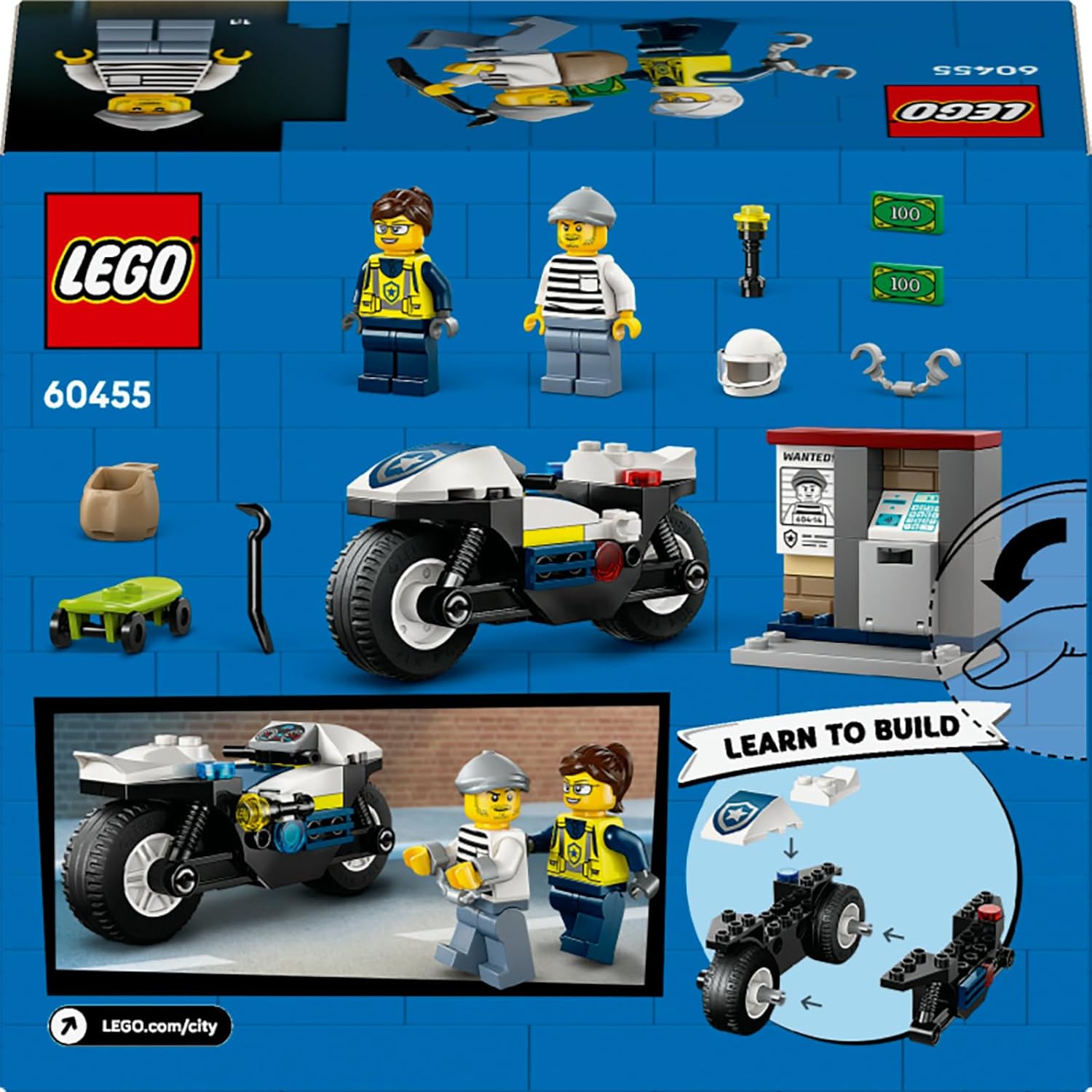 LEGO City Verfolgungsjagd mit dem Polizeimotorrad 60455
