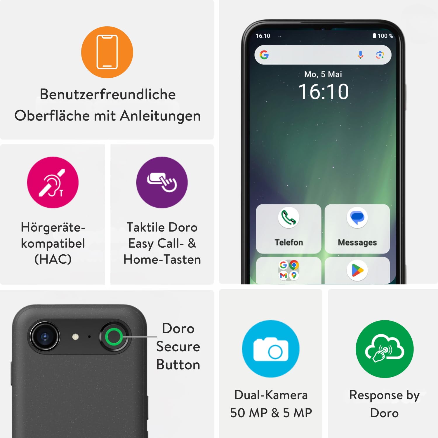 Doro - Aurora A30 Smartphone - Seniorenhandy