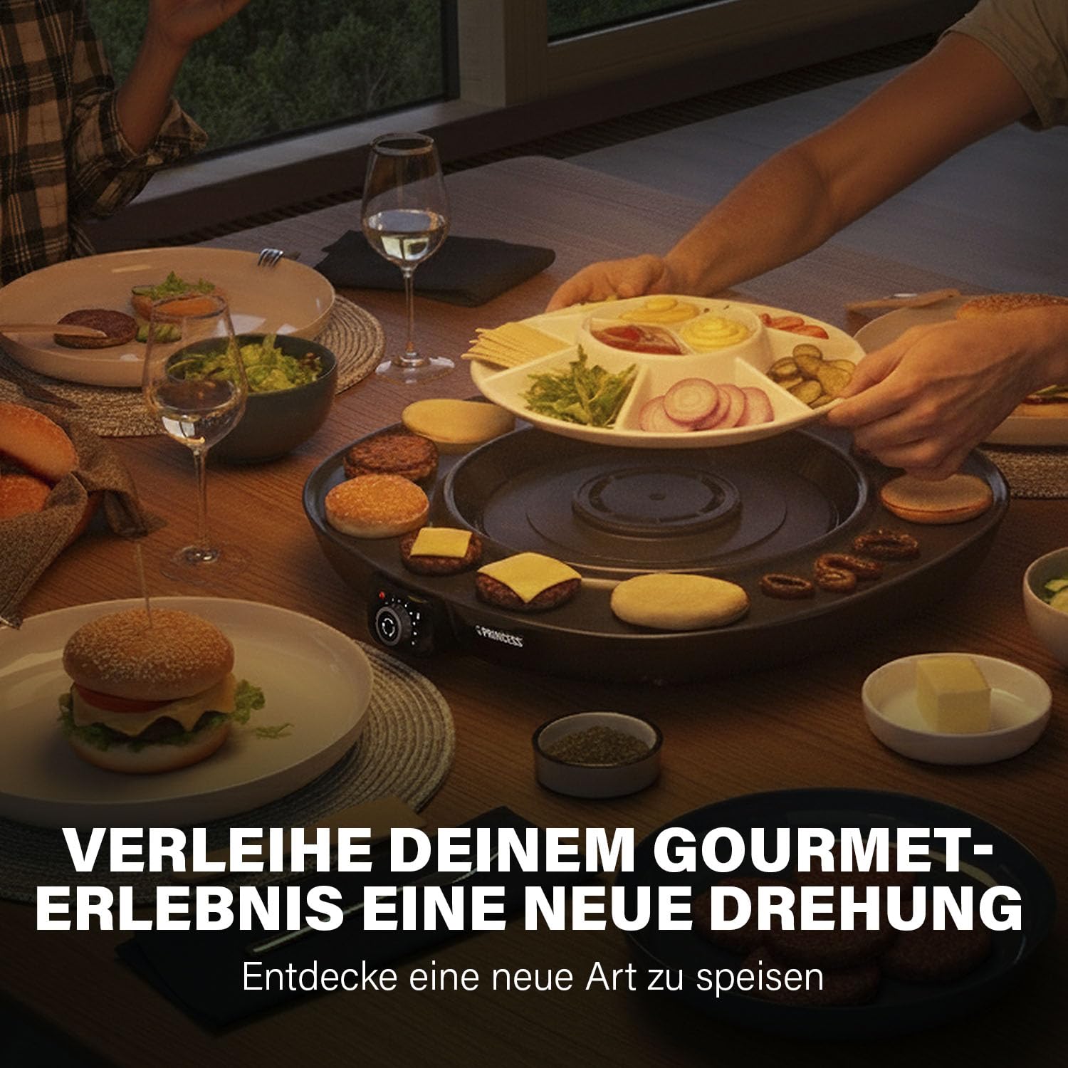 Chef Pirouette Elektro-Plancha mit Drehtablett – 45 x 45 cm Kochfläche