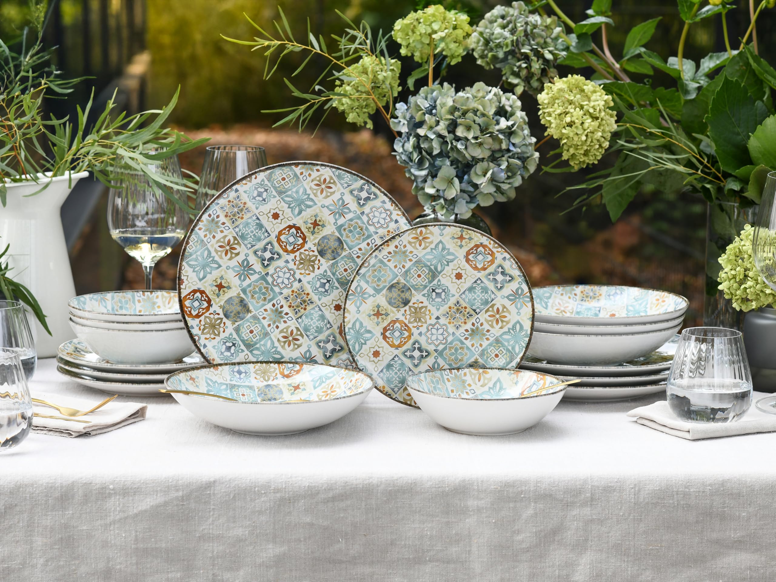 CreaTable, 24724, Serie Mosaik, 16-teiliges Geschirrset für 4 Personen