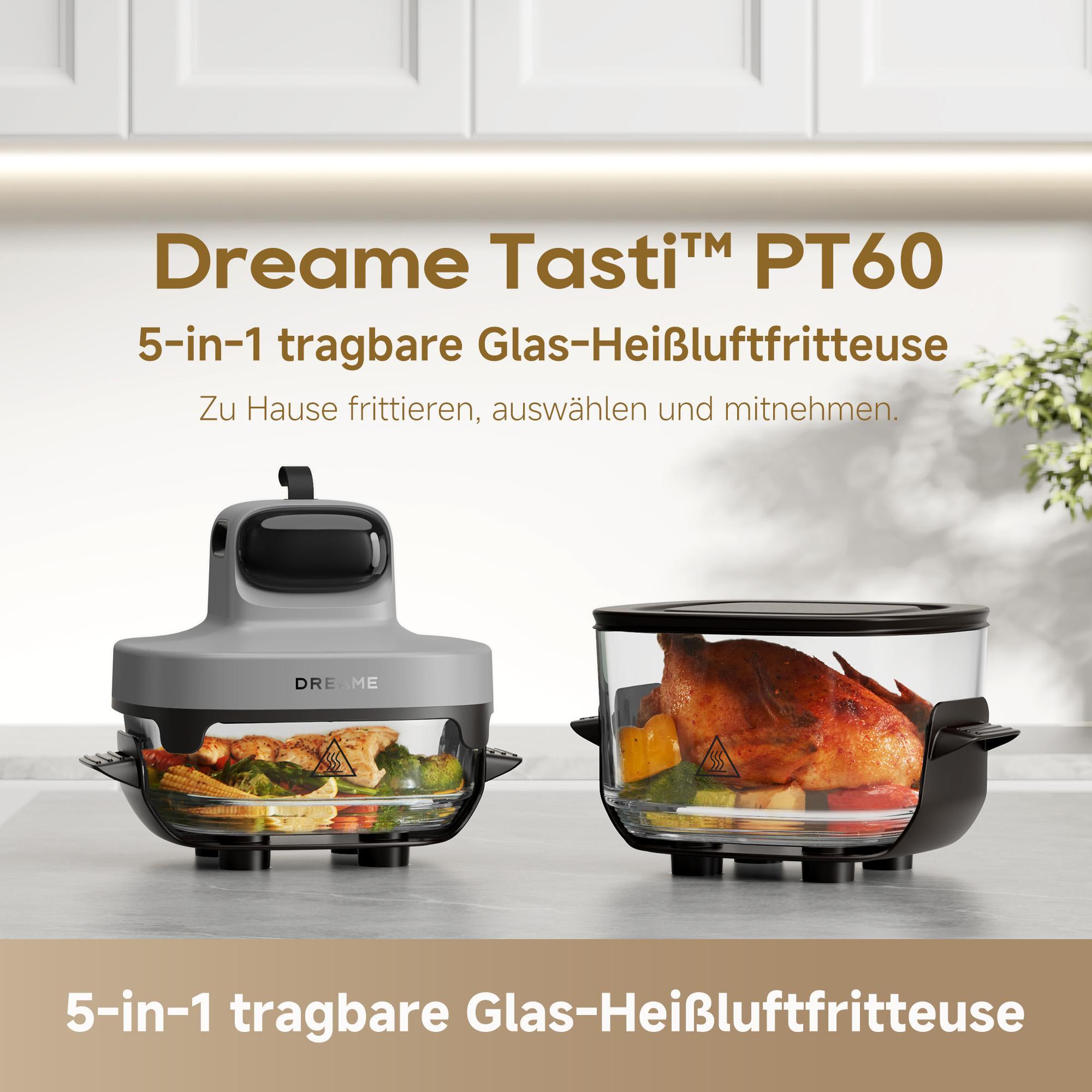 dreame Tasti Heißluftfritteuse 2,5 L und 4,5 L Glasbehälter, 1500 W Leistung