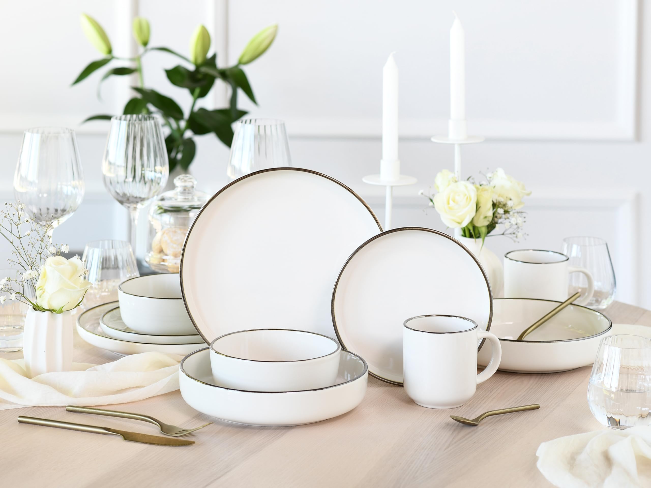 CreaTable 24790 Kombiservice Serie Nordic Festive Creme 10-tlg. 2 Personen