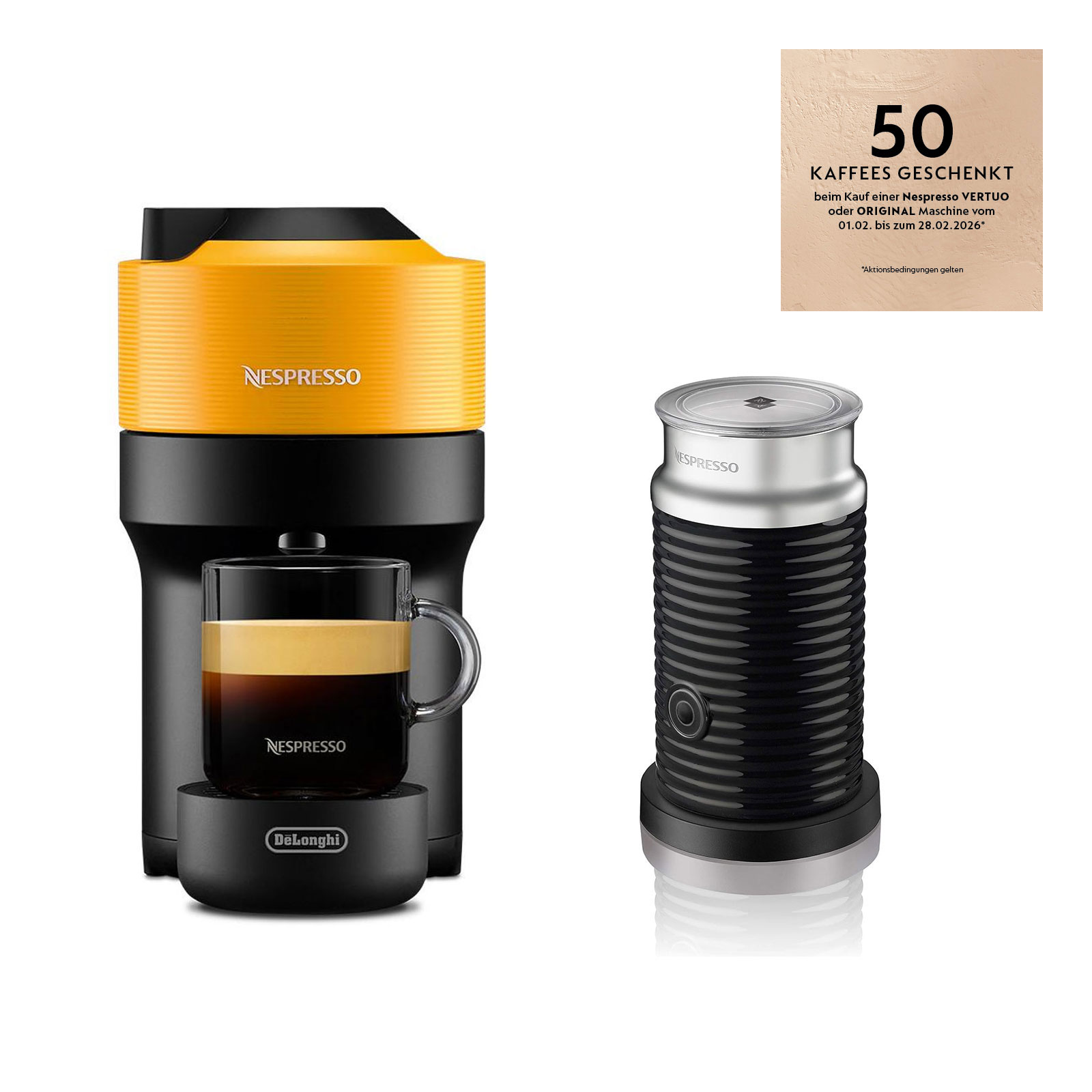 DeLonghi ENV90.Y  Vertuo Pop Nespresso Kapselmaschine + Aeroccino 3 Milchschäumer