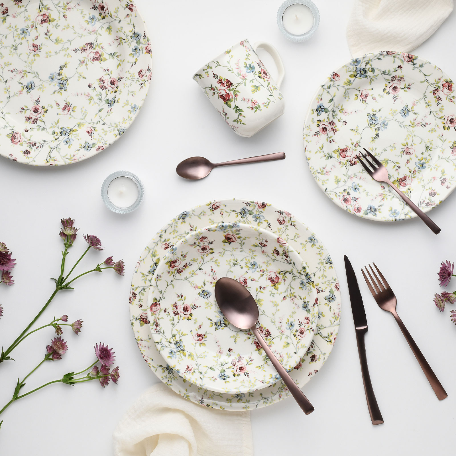 CreaTable, 22906, Serie Rose Garden, Geschirrset, Kombiservice 16 teilig