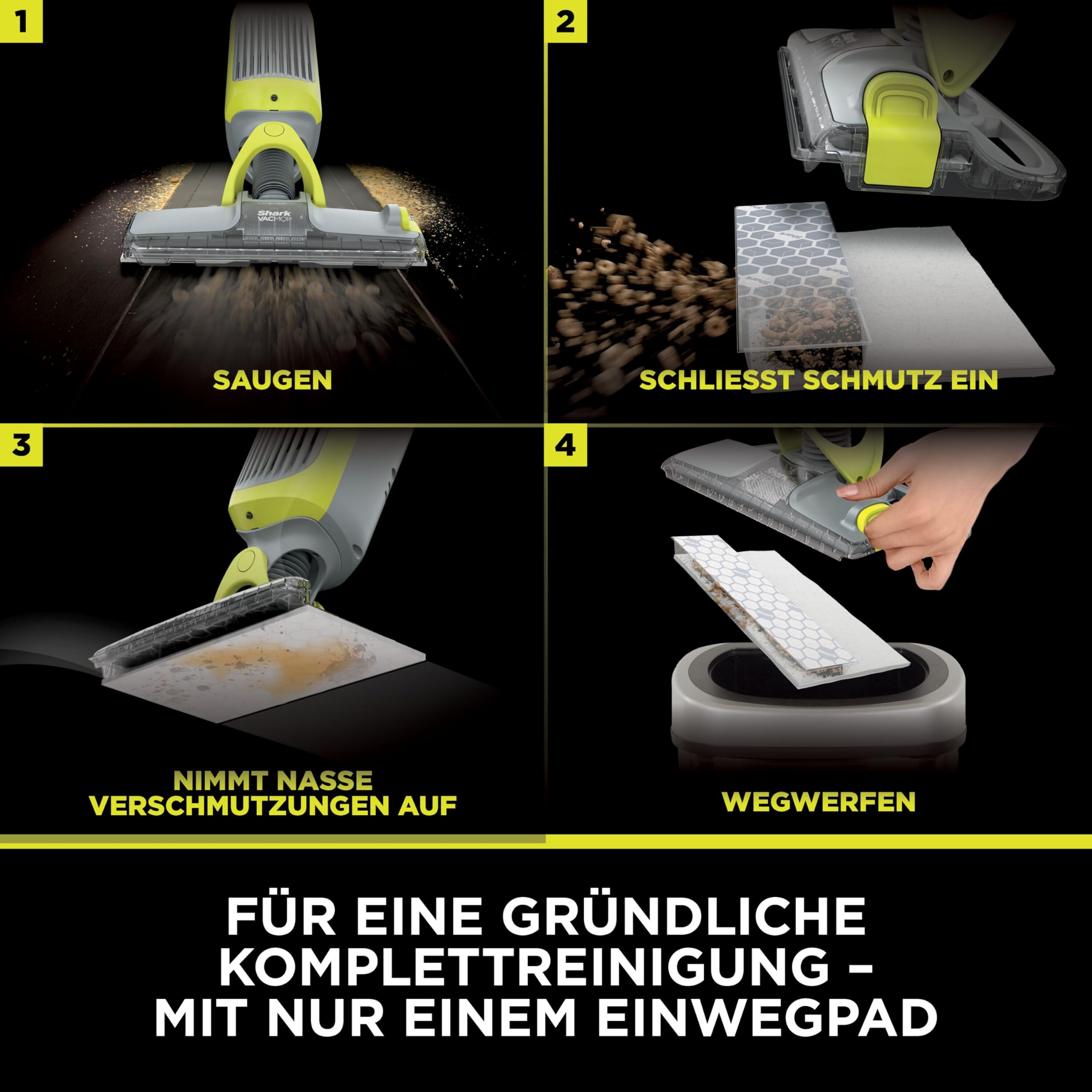 Shark VacMop Akku-Staubsauger und Wischer mit Sprühfunktion für Hartböden