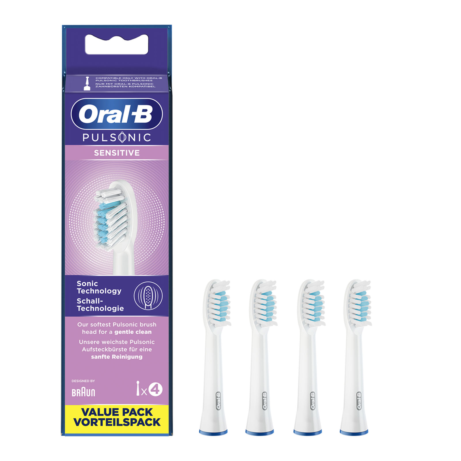 Braun Oral-B Pulsonic Sensitiv 4er Aufsteckbürsten Braun Oral-B Pulsonic Sensitiv 4er Aufsteckbürsten