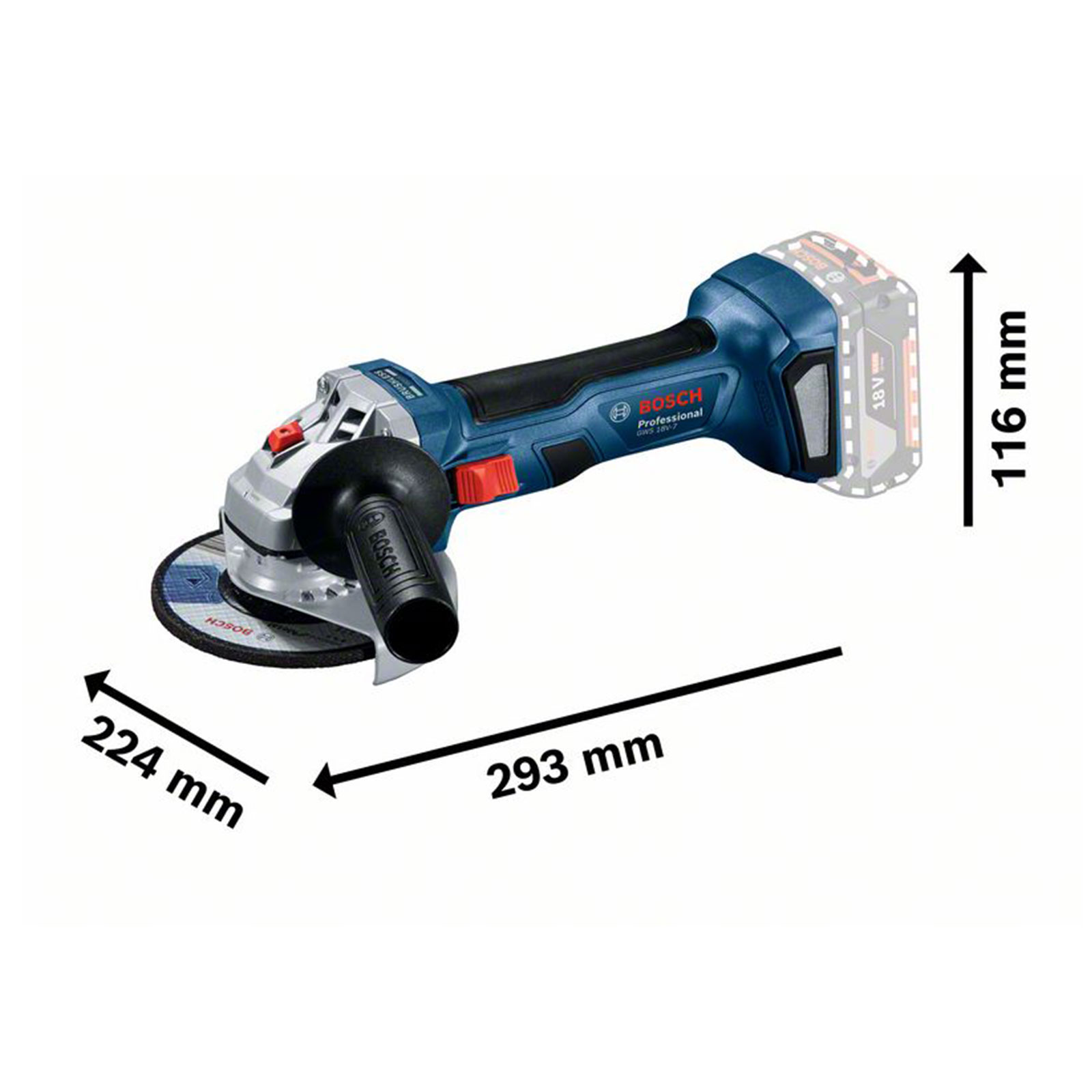 Bosch Professional GWS 18V-7 Winkelschleifer (Akku)