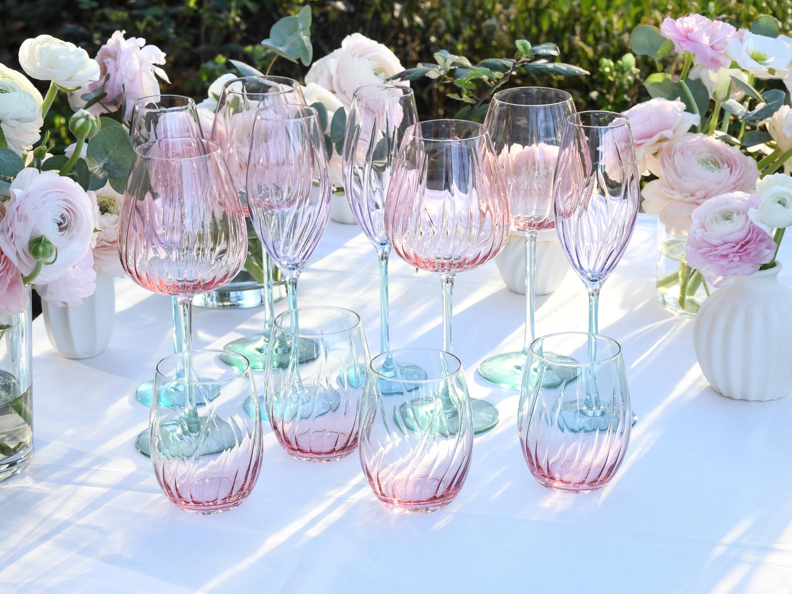 CreaTable, 24588, Serie Swirly Spring, 4-teiliges Geschirrset für 4 Personen