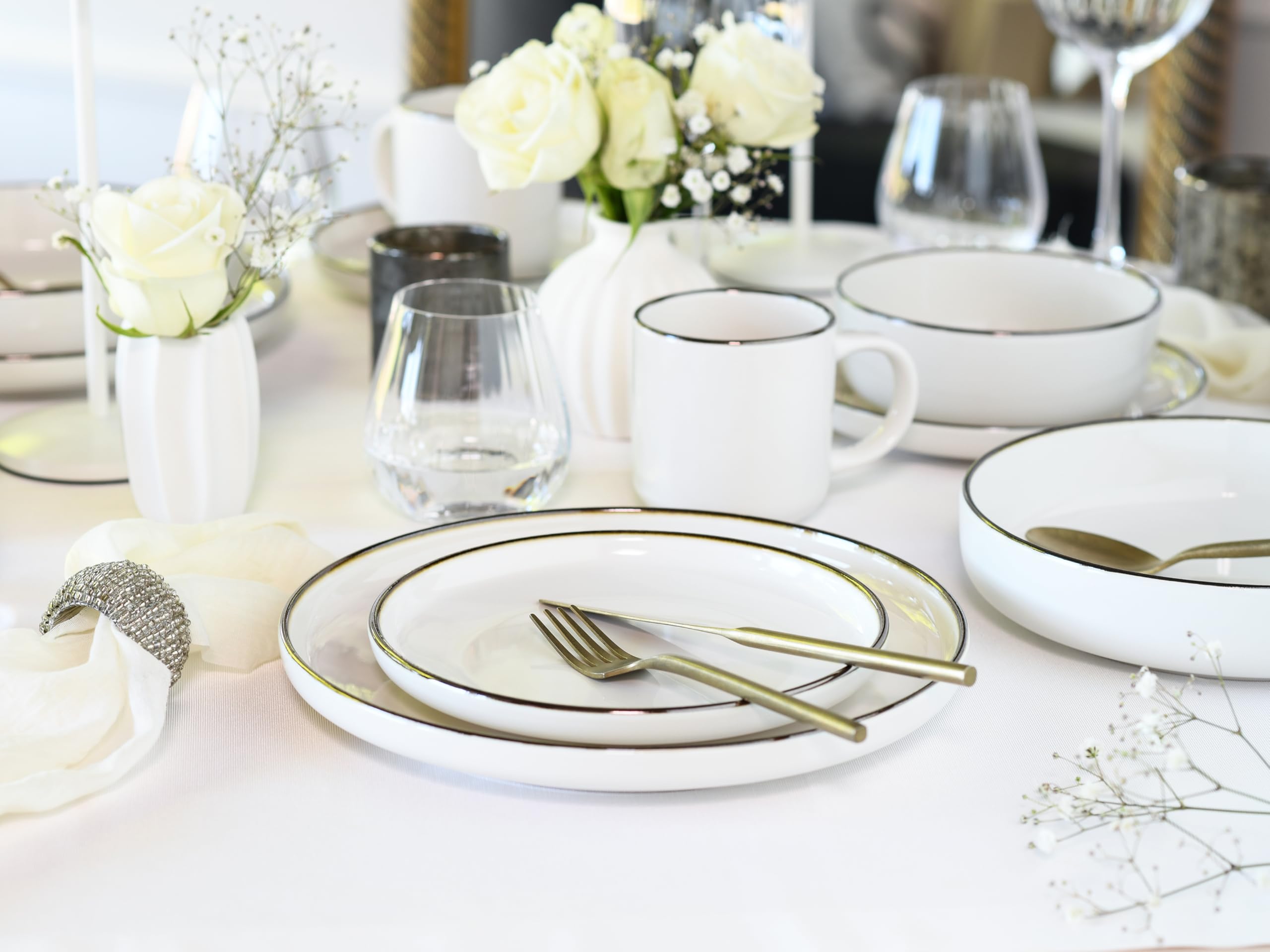 CreaTable 24794 Kombiservice Serie Nordic Festive Creme 30-tlg. 6 Personen