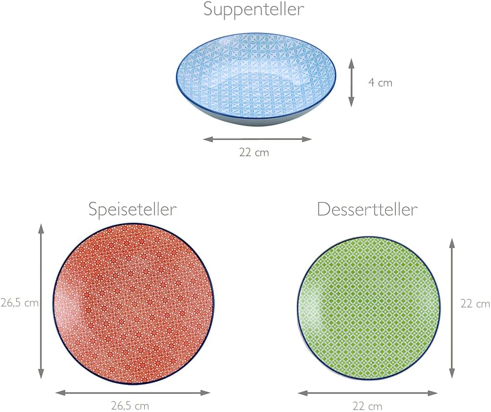 CreaTable, 10689, Serie Mediterran , Geschirrset, Teller Set 12 teilig