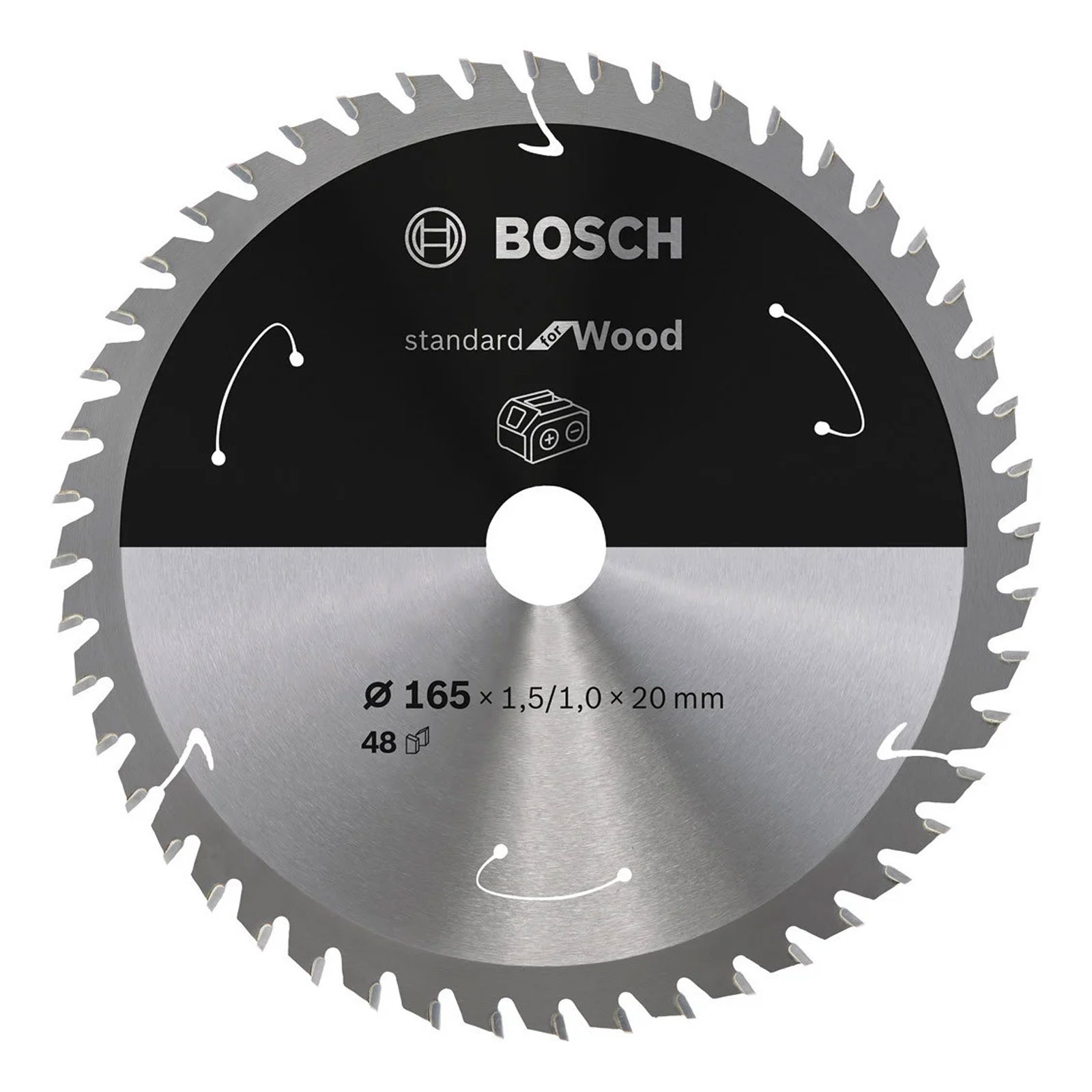 Bosch Professional Akku-Kreissaegeblatt Standard for Wood, 165 x 1,5 / 1 x 20, 48 Zaehne