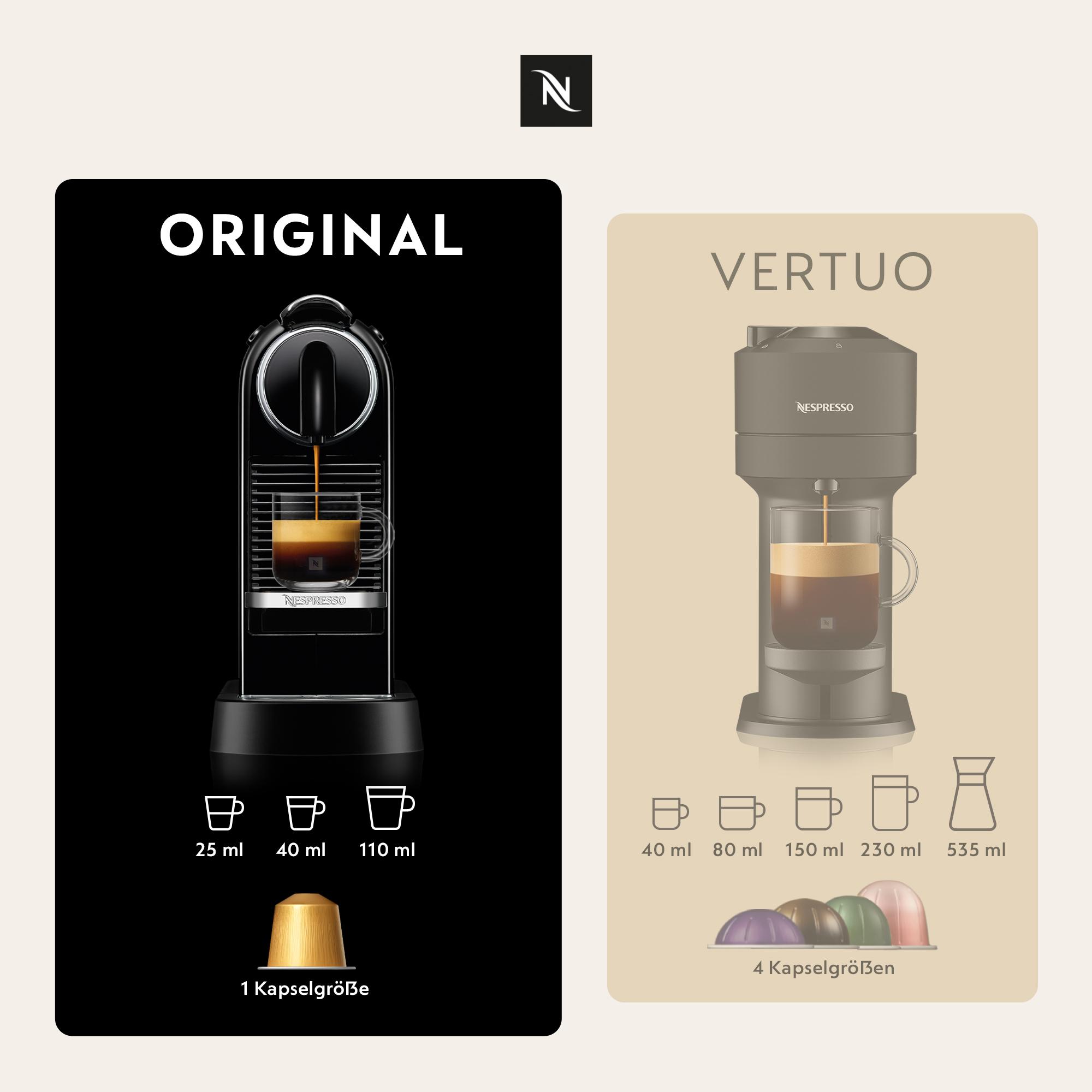 Nespresso ORIGINAL, Auswahl an Espresso Kaffee, helle bis dunklere Röstungen, 50 Kaffeekapseln - 10x Volluto, 10x Capriccio, 10x Livanto, 10x Roma, 10x Arpeggio