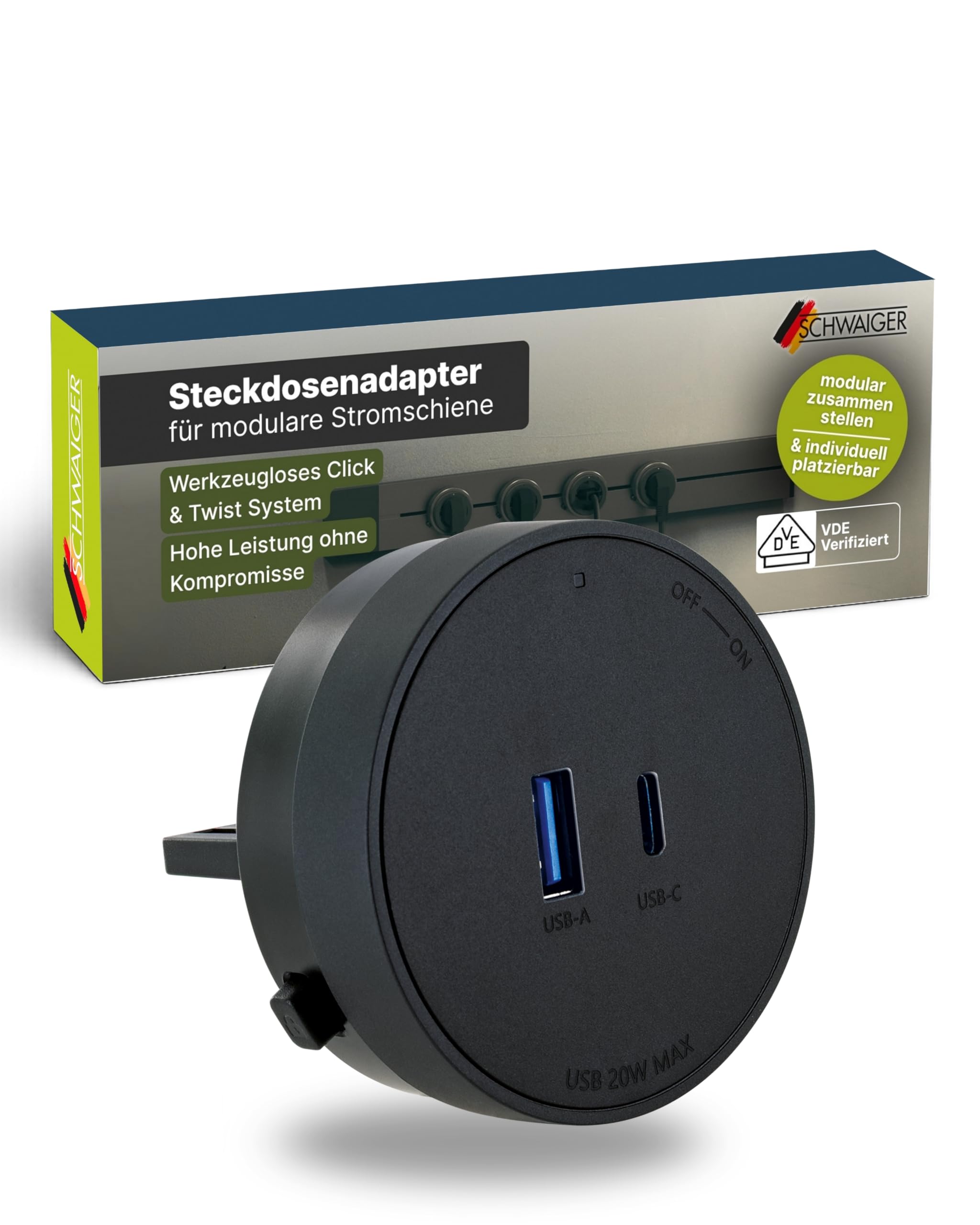 SCHWAIGER Steckdosenadapter für modulare Stromschiene