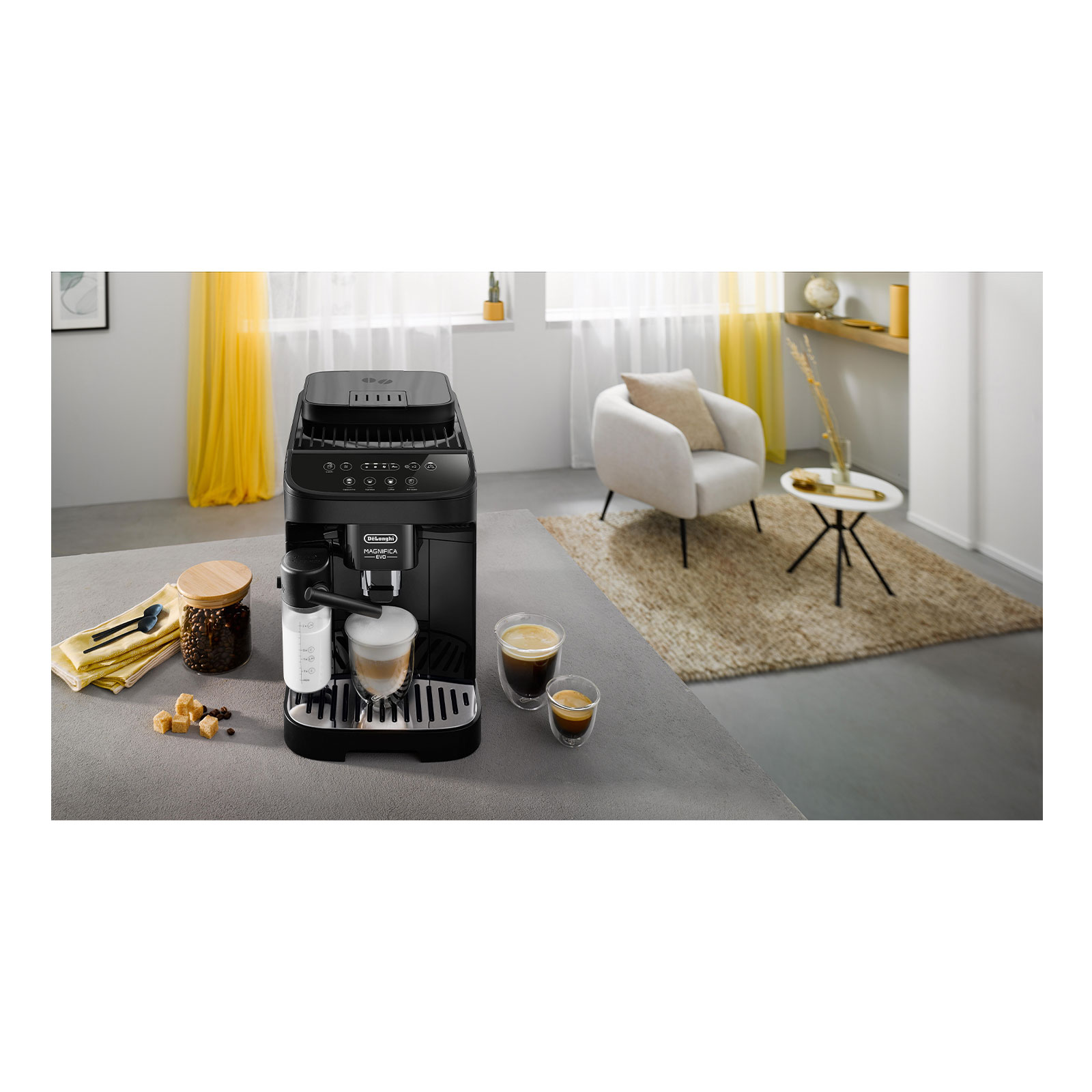 De'Longhi ECAM293.52.B MAGNIFICA Kaffeevollautomat (Kegelmahlwerk, Schwarz, 250 g, Bohnenbehälter, 1,8 l Wassertank, Milchbehälter/Milchdüse)