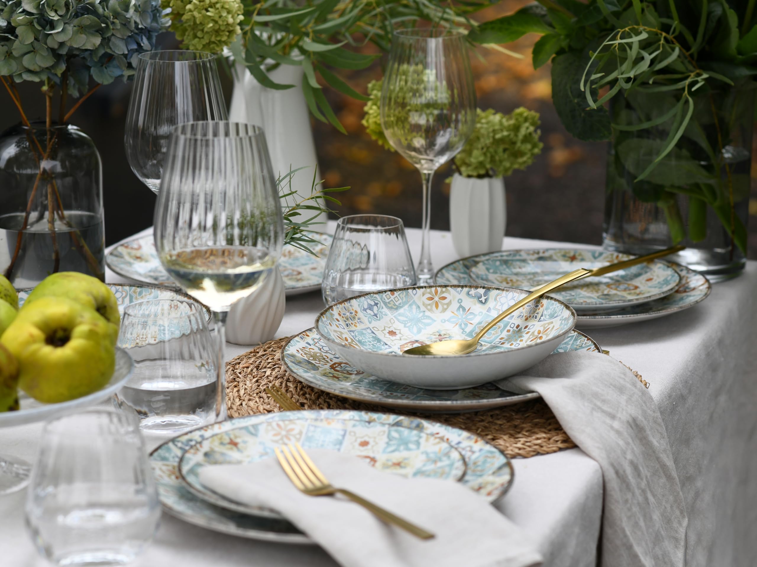 CreaTable, 24157, Serie Mosaik, 12-teiliges Geschirrset für 4 Personen