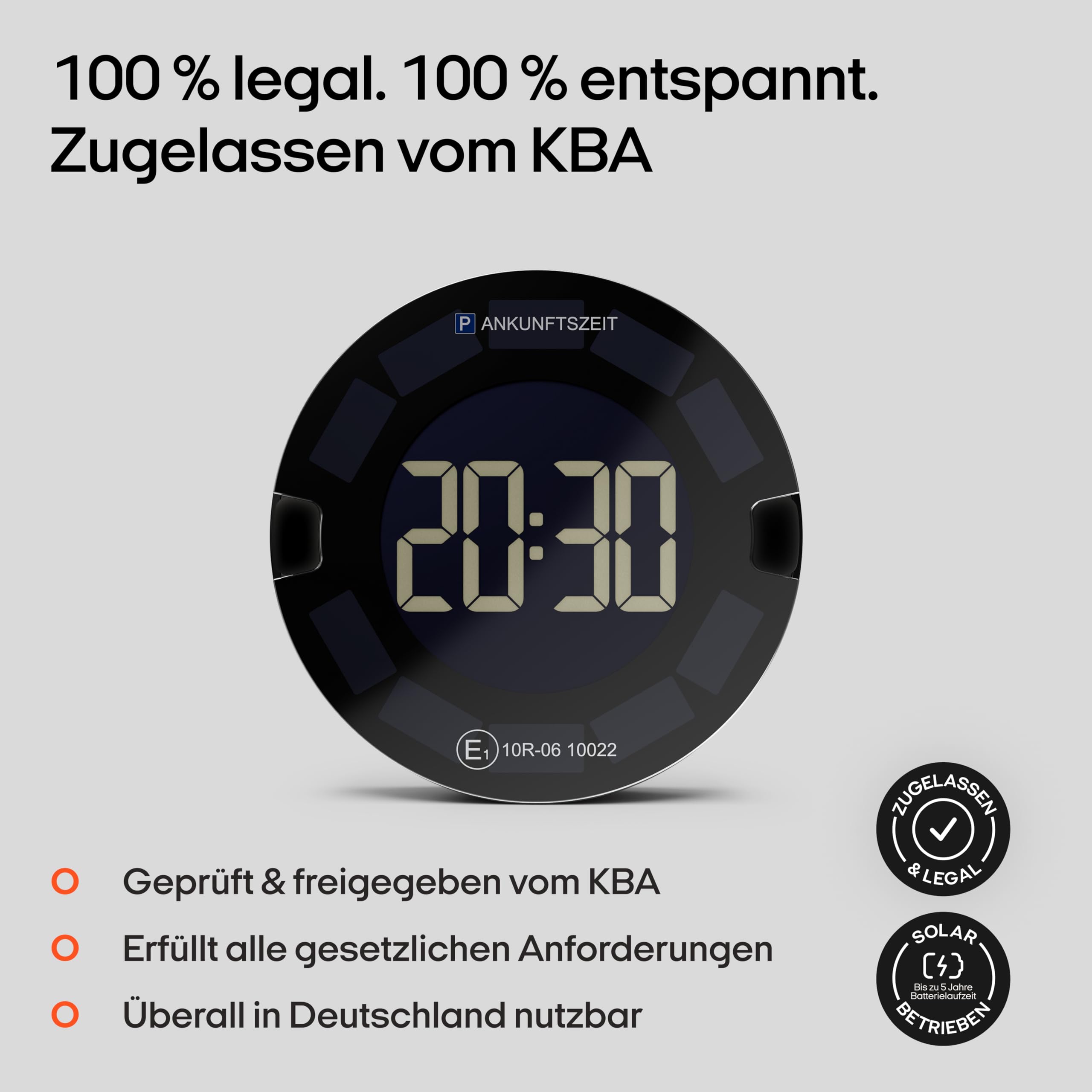 OOONO P-DISC 3 [New] - Elektronische Parkscheibe Solar mit Zulassung fürs Auto