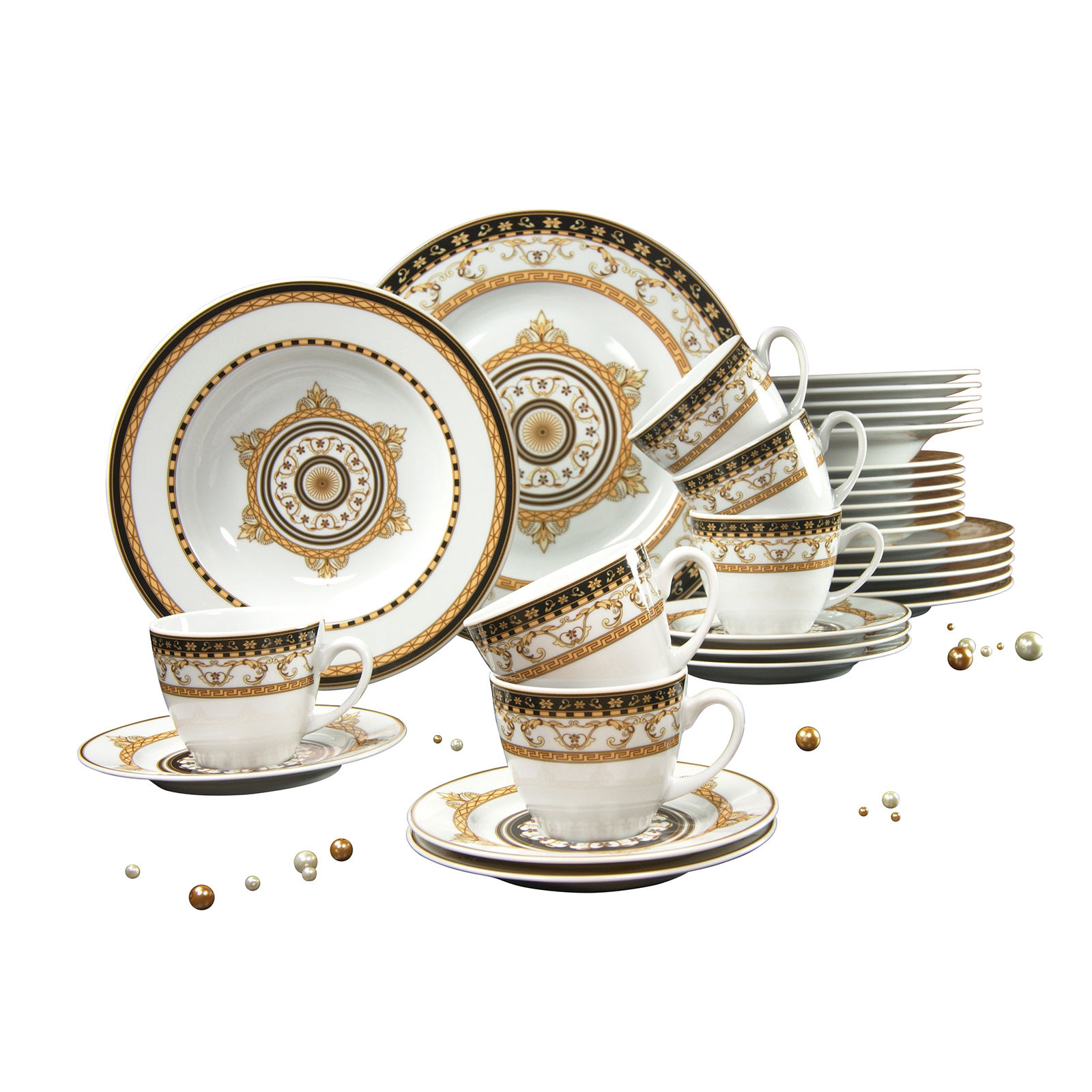 CreaTable, 15084, Serie Majestosa schwarz, Geschirrset Kombiservice 30 teilig