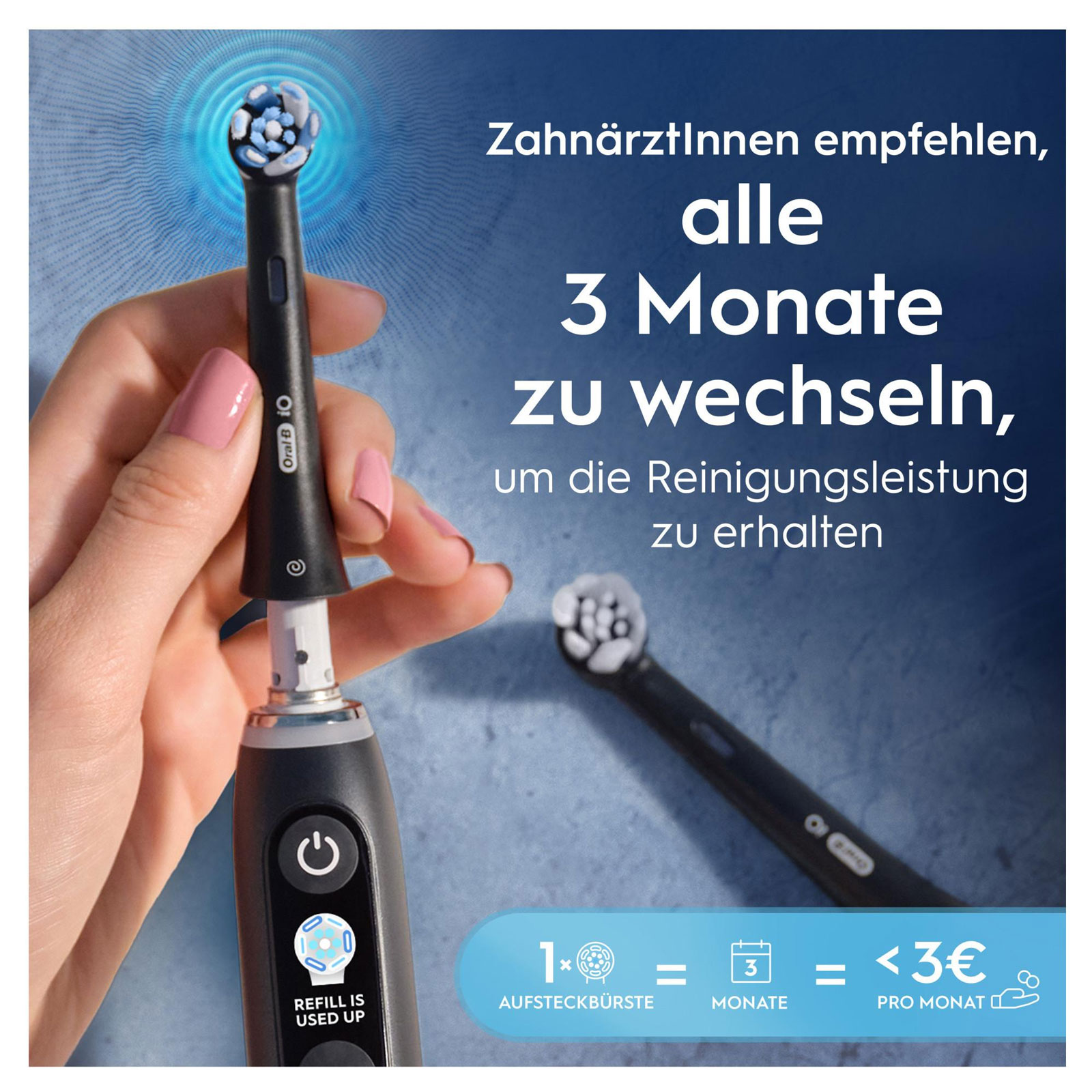Oral-B iO Sanfte Reinigung, Original Aufsteckbürsten, Schwarz, 4er (passend für die Oral-B iO elektrische Zahnbürste)