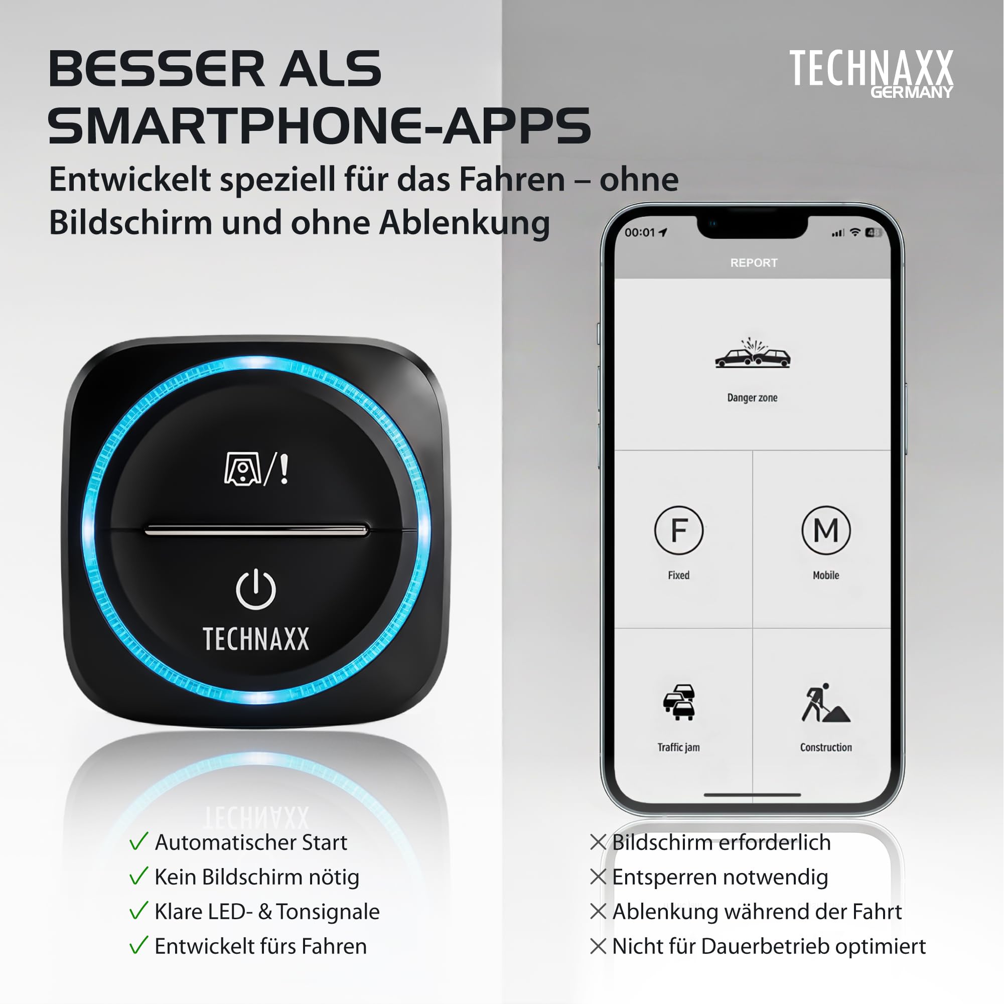 Technaxx Verkehrswarner mit Blitzer.de – Straßenverkehrswarner