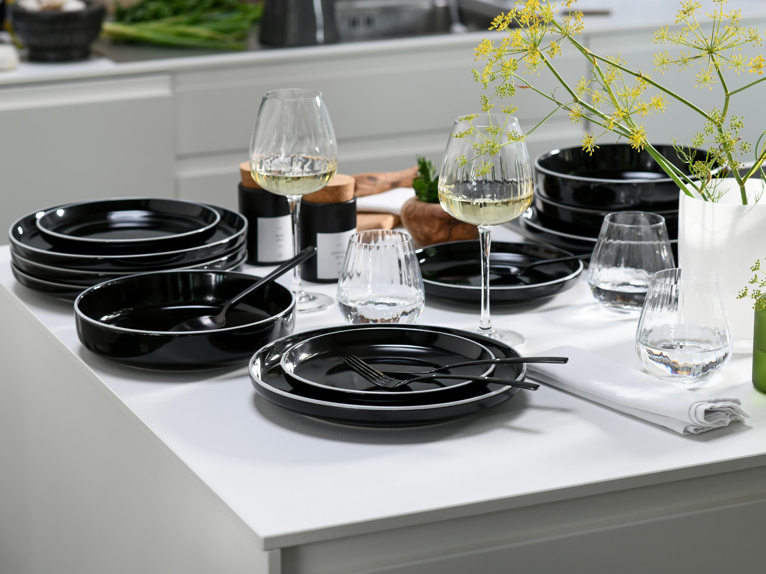 CreaTable 24805 Tafelservice Serie Nordic Gourmet Schwarz 12-tlg. 6 Personen