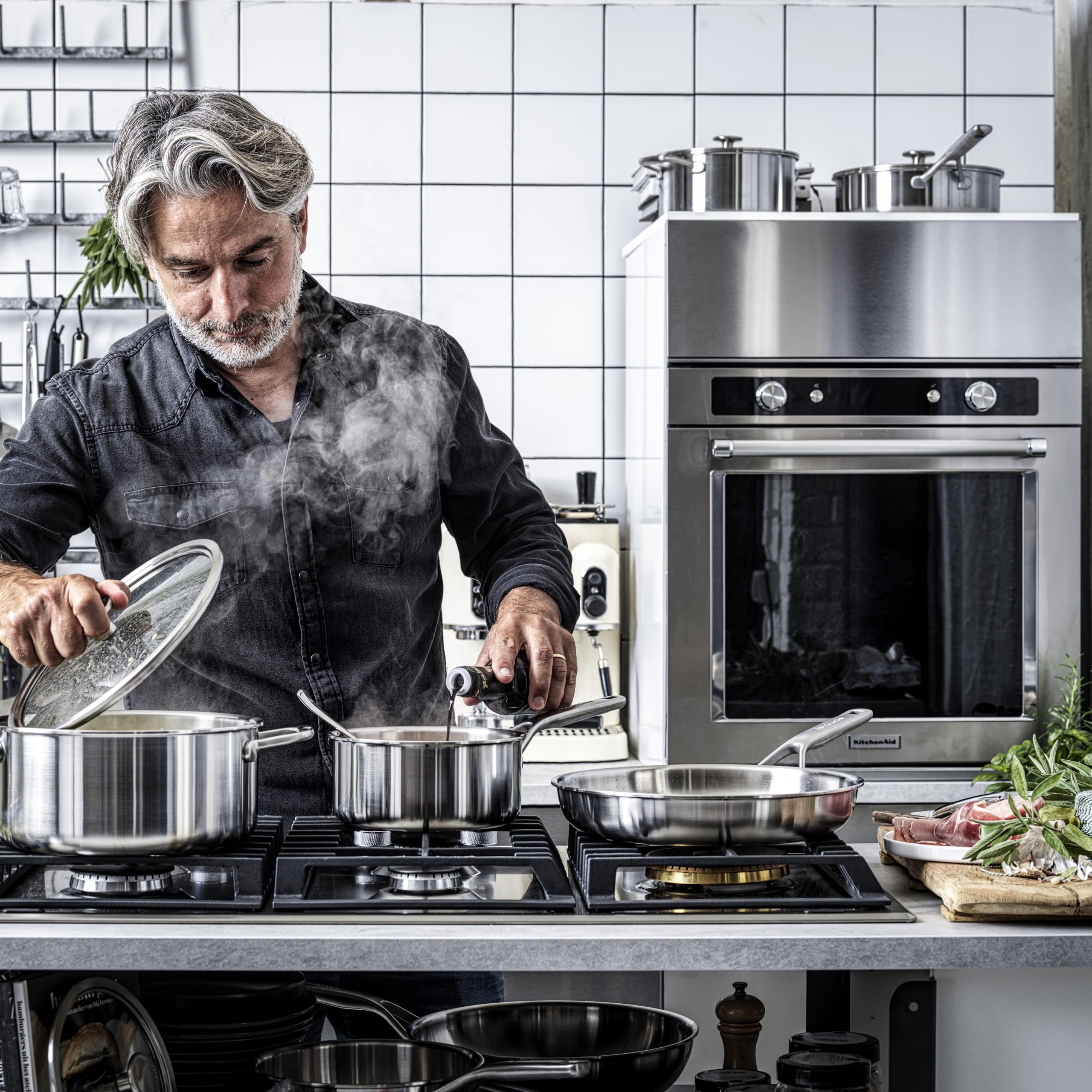 KitchenAid CC003254-001 Wok mit Glasdeckel 28cm Edelstahl