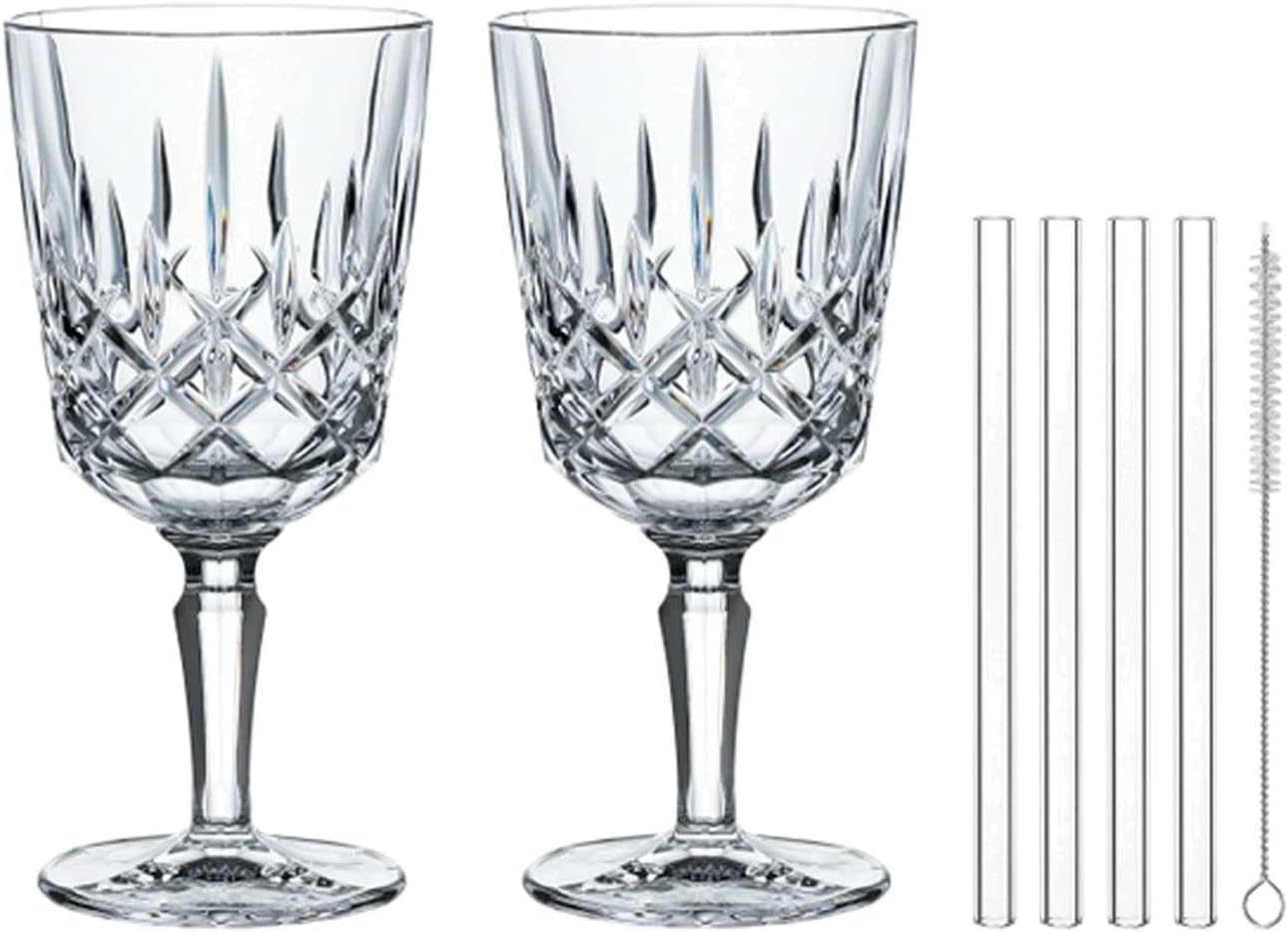 Nachtmann Noblesse Cocktail/Weinglas Set 2 + 4 Glastrinkhalme 